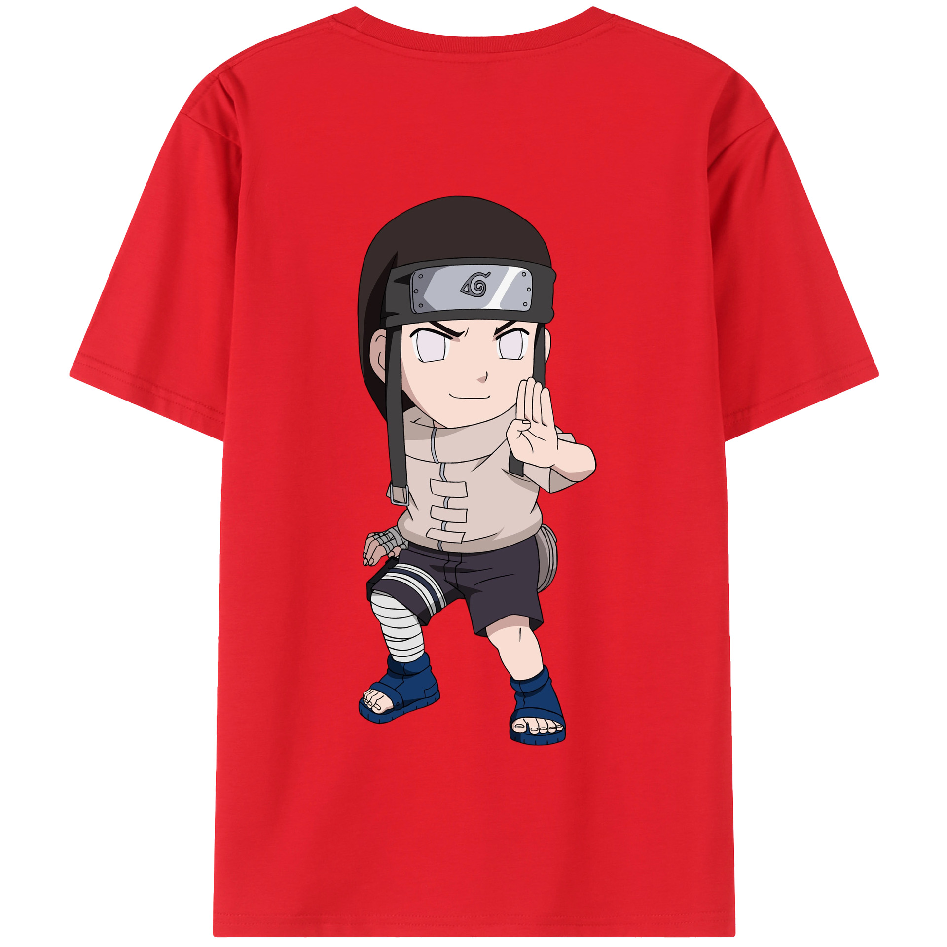 （画像用） NARUTO -ナルト- 日向ネジ Hyūga Neji 綿100％半袖Tシャツ（背面プリント）