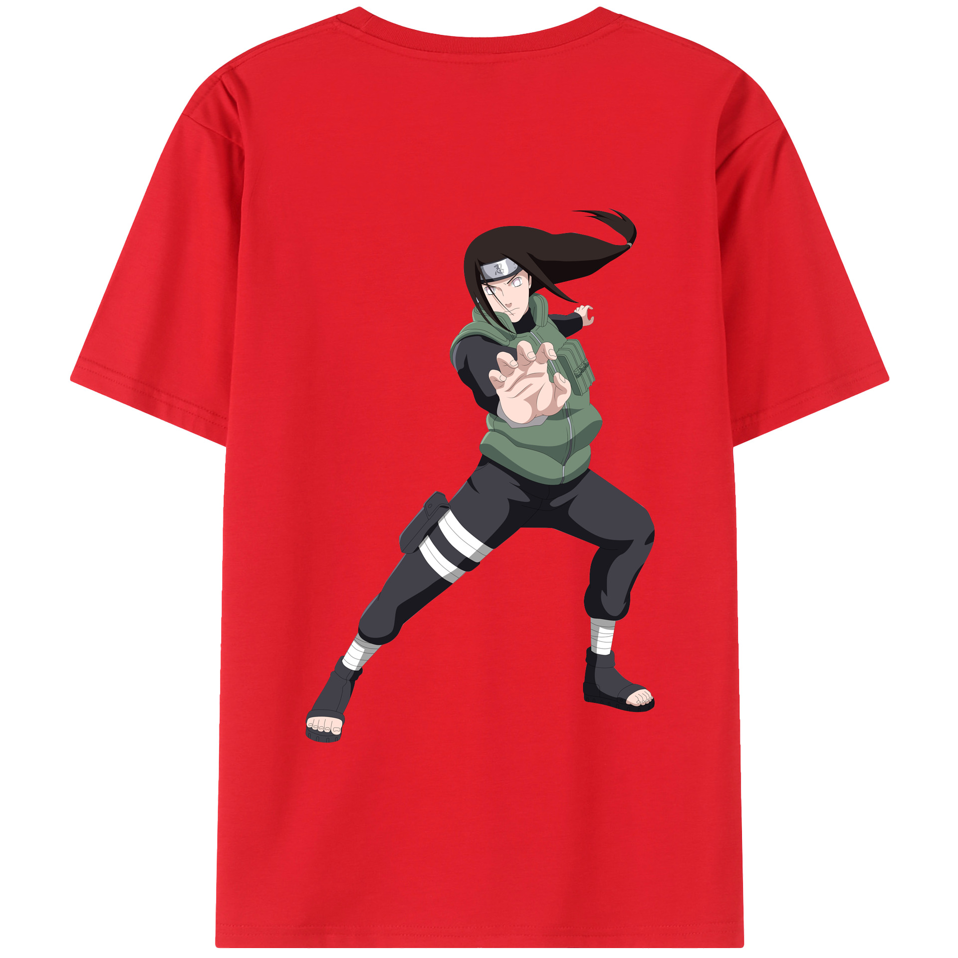 （画像用） NARUTO -ナルト- 日向ネジ Hyūga Neji 綿100％半袖Tシャツ（背面プリント）