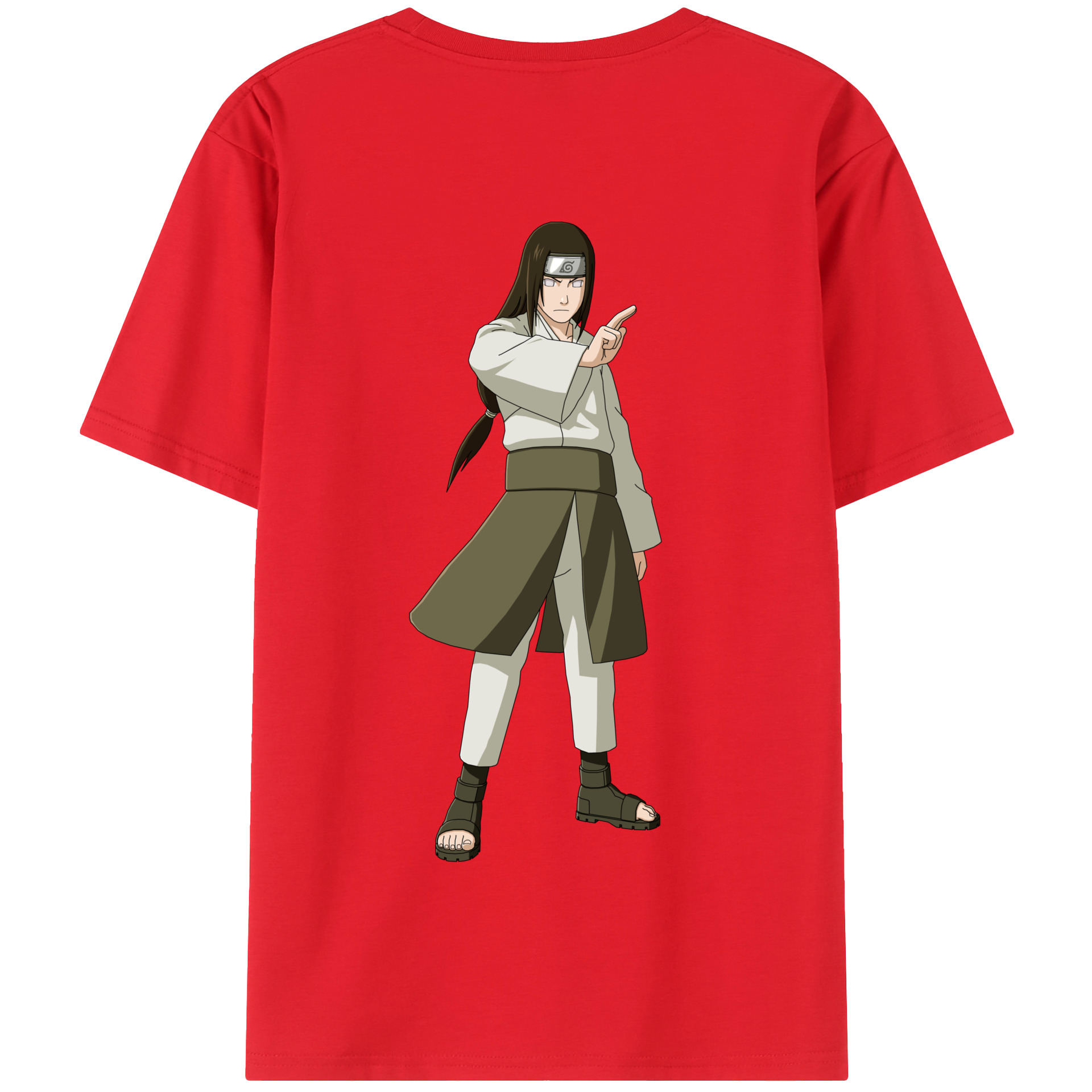 （画像用） NARUTO -ナルト- 日向ネジ Hyūga Neji 綿100％半袖Tシャツ（背面プリント）