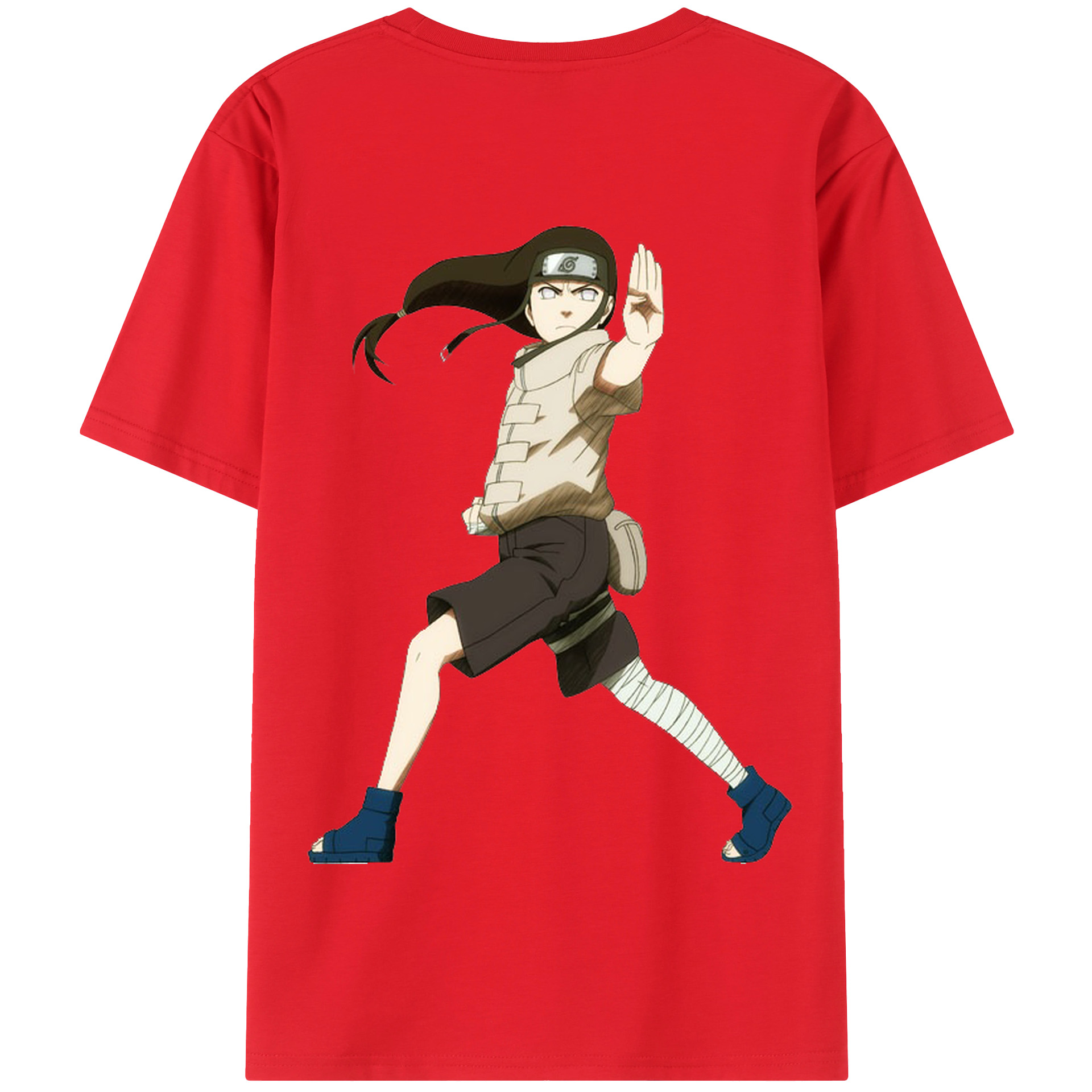 （画像用） NARUTO -ナルト- 日向ネジ Hyūga Neji 綿100％半袖Tシャツ（背面プリント）