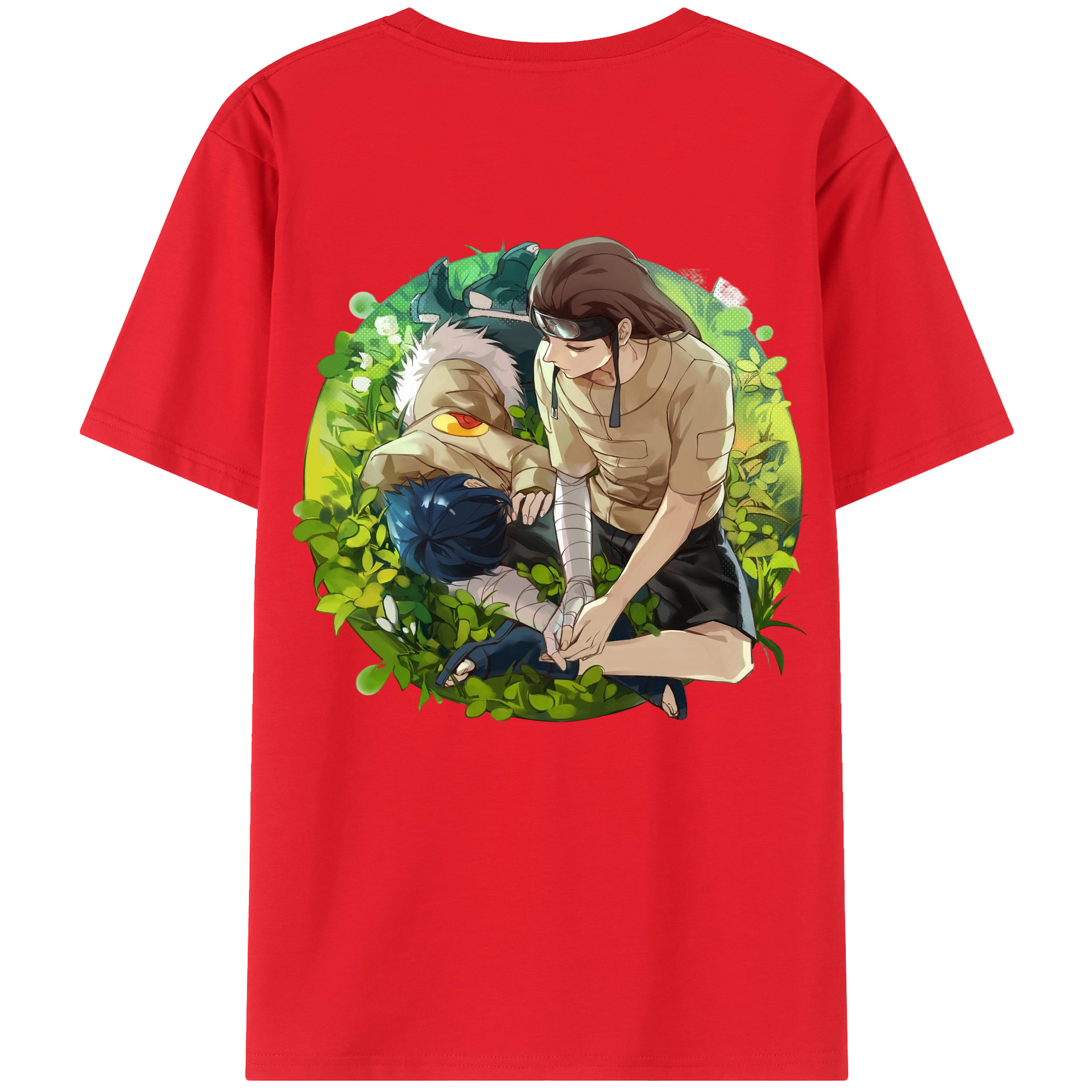 （画像用） NARUTO -ナルト- 日向ネジ Hyūga Neji 綿100％半袖Tシャツ（背面プリント）
