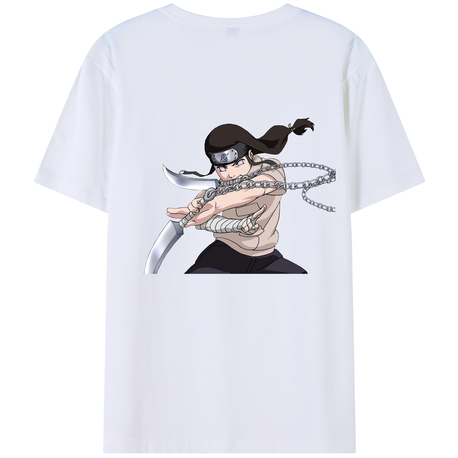 （画像用） NARUTO -ナルト- 日向ネジ Hyūga Neji 綿100％半袖Tシャツ（背面プリント）