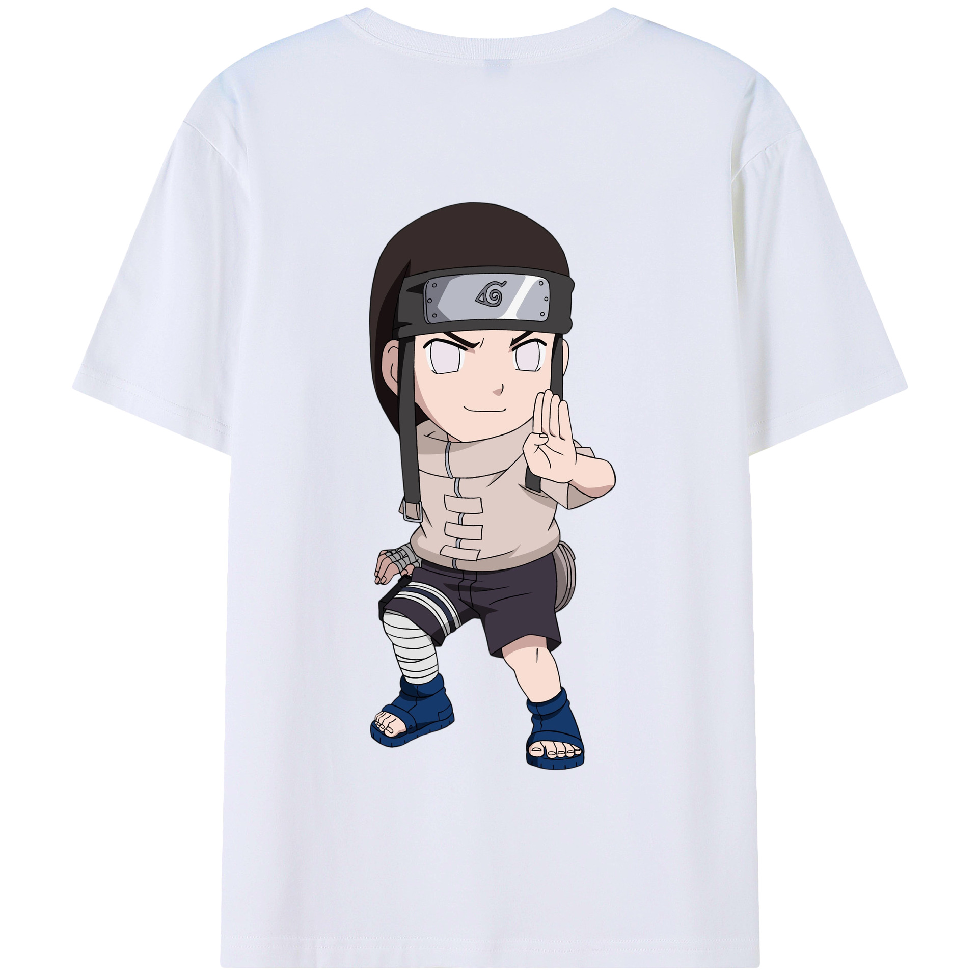 （画像用） NARUTO -ナルト- 日向ネジ Hyūga Neji 綿100％半袖Tシャツ（背面プリント）