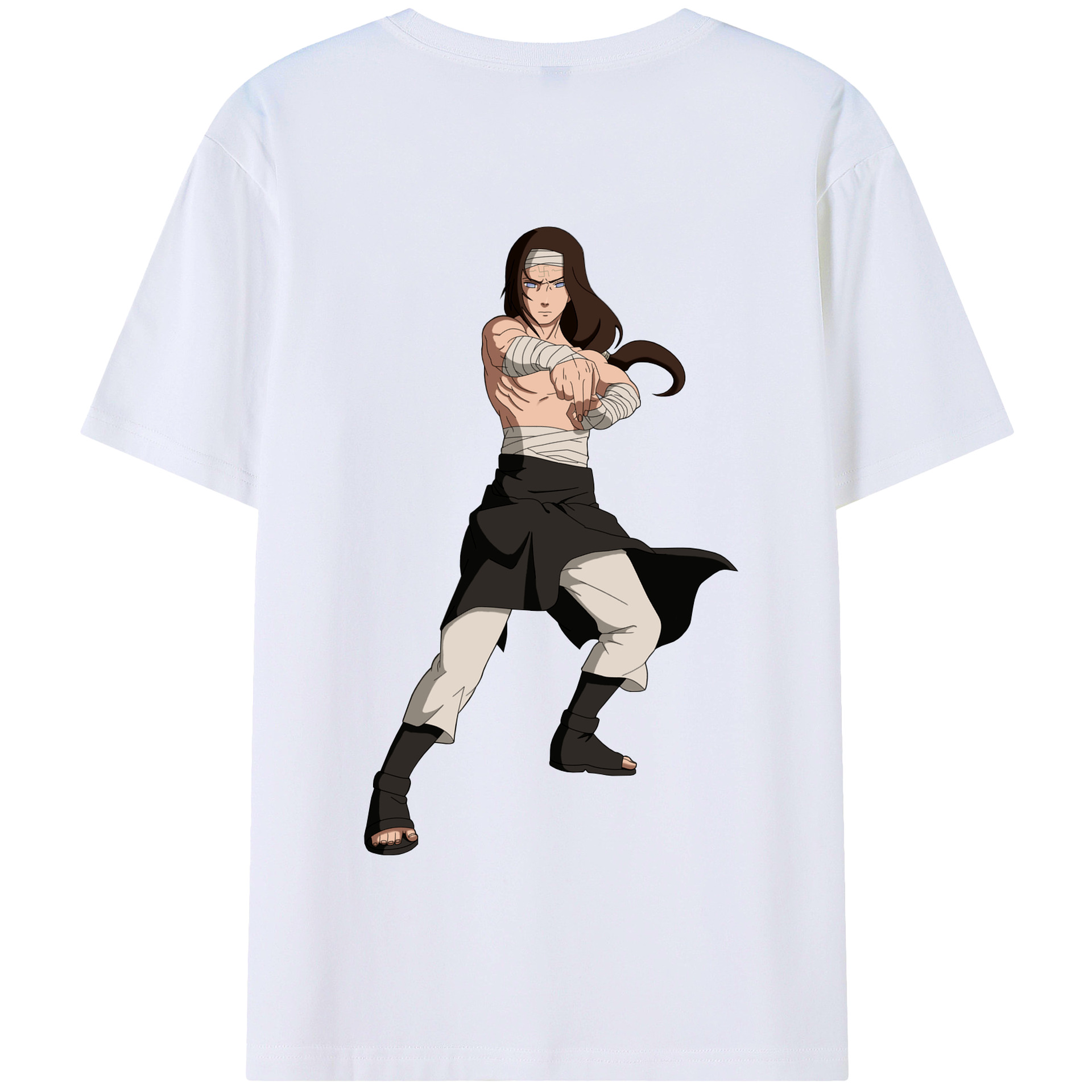 （画像用） NARUTO -ナルト- 日向ネジ Hyūga Neji 綿100％半袖Tシャツ（背面プリント）