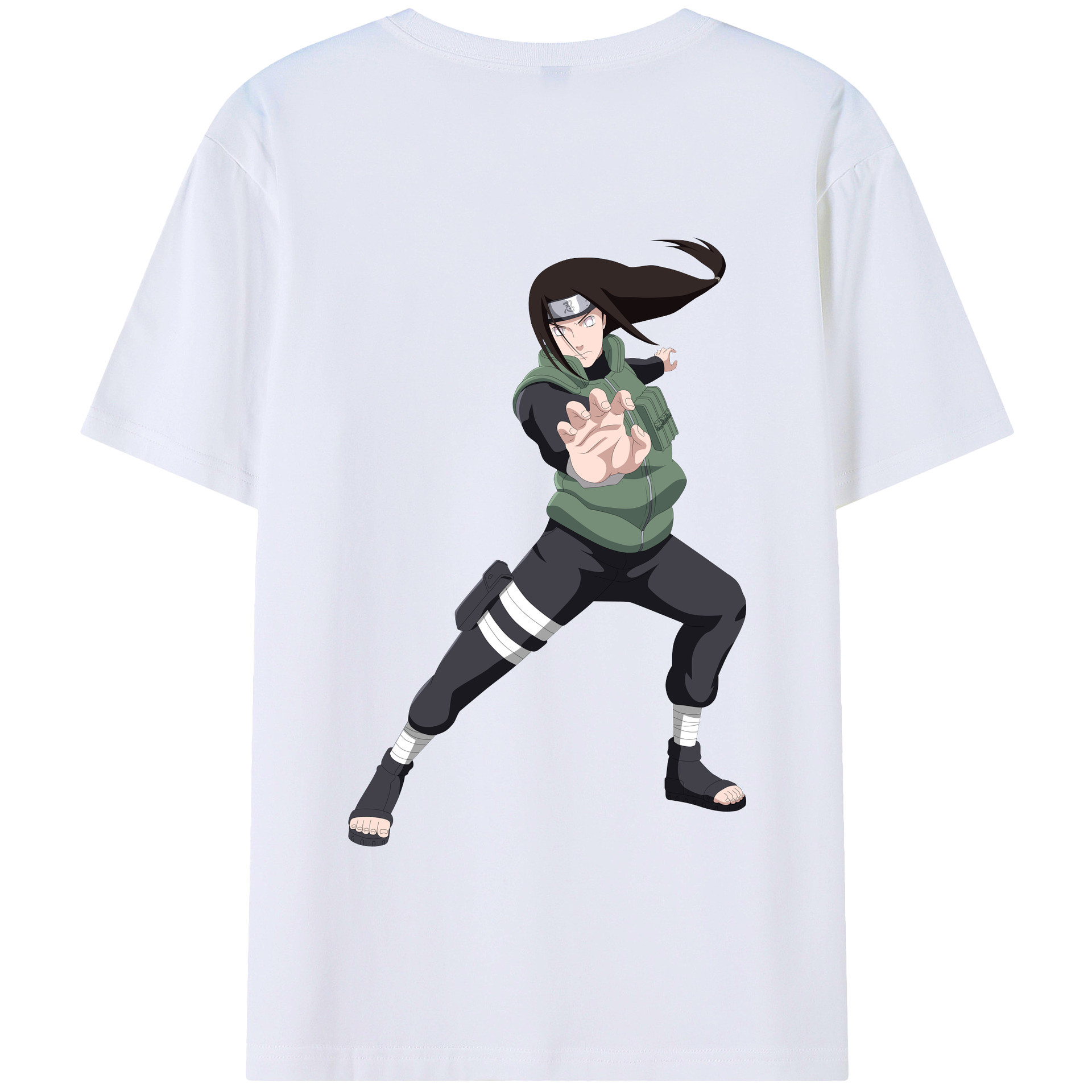 （画像用） NARUTO -ナルト- 日向ネジ Hyūga Neji 綿100％半袖Tシャツ（背面プリント）