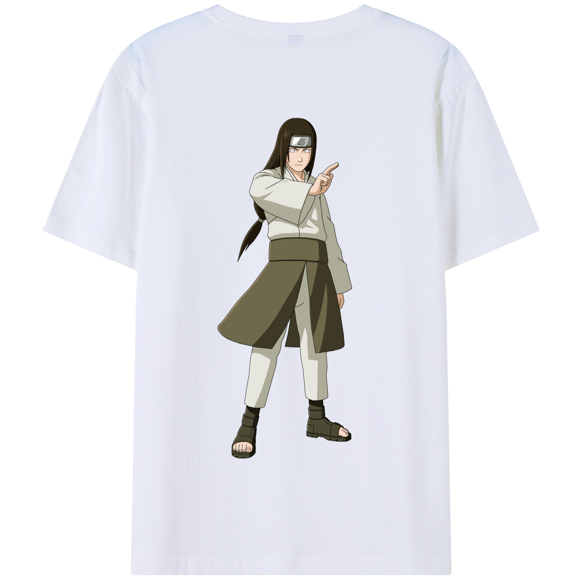 （画像用） NARUTO -ナルト- 日向ネジ Hyūga Neji 綿100％半袖Tシャツ（背面プリント）