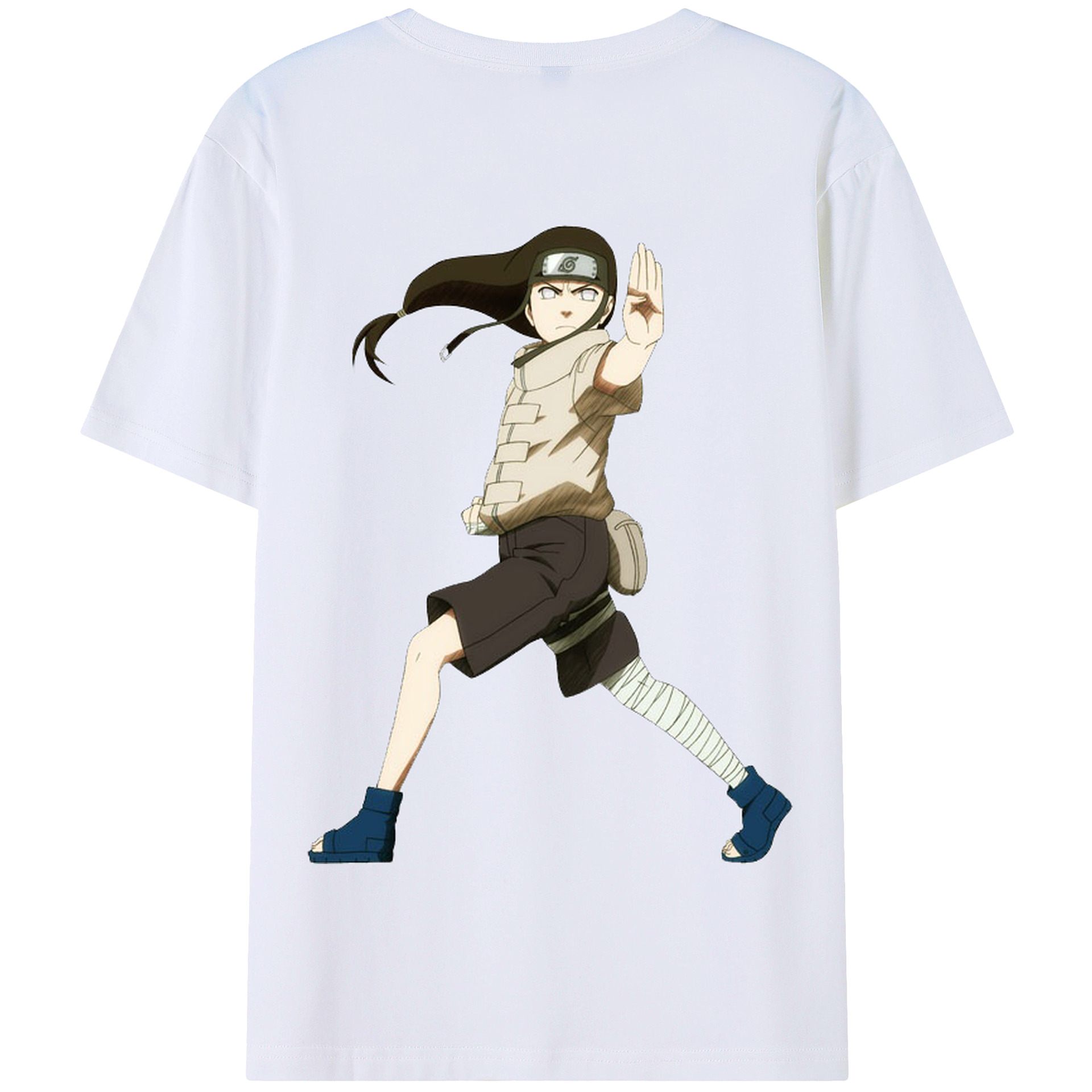 （画像用） NARUTO -ナルト- 日向ネジ Hyūga Neji 綿100％半袖Tシャツ（背面プリント）