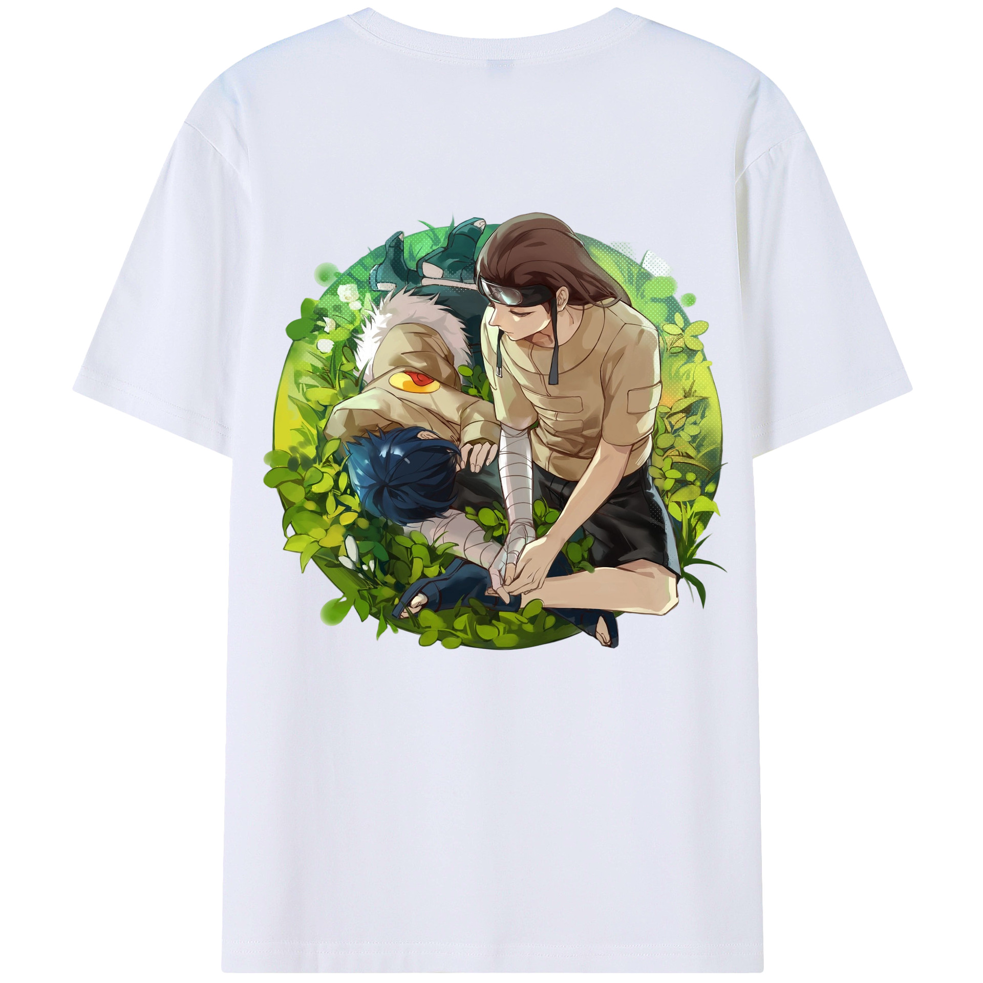 （画像用） NARUTO -ナルト- 日向ネジ Hyūga Neji 綿100％半袖Tシャツ（背面プリント）