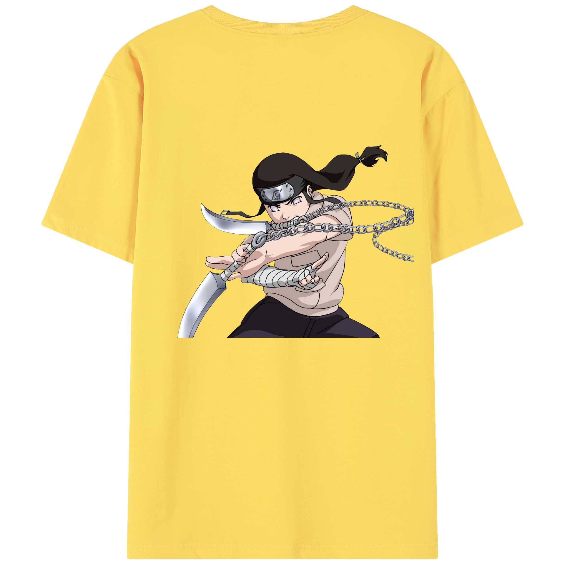 （画像用） NARUTO -ナルト- 日向ネジ Hyūga Neji 綿100％半袖Tシャツ（背面プリント）