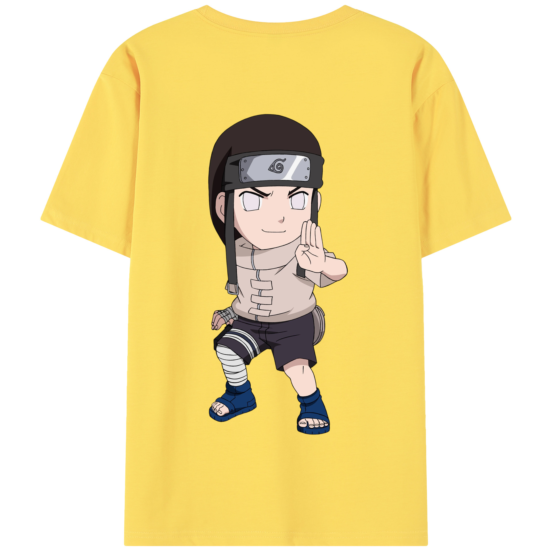 （画像用） NARUTO -ナルト- 日向ネジ Hyūga Neji 綿100％半袖Tシャツ（背面プリント）