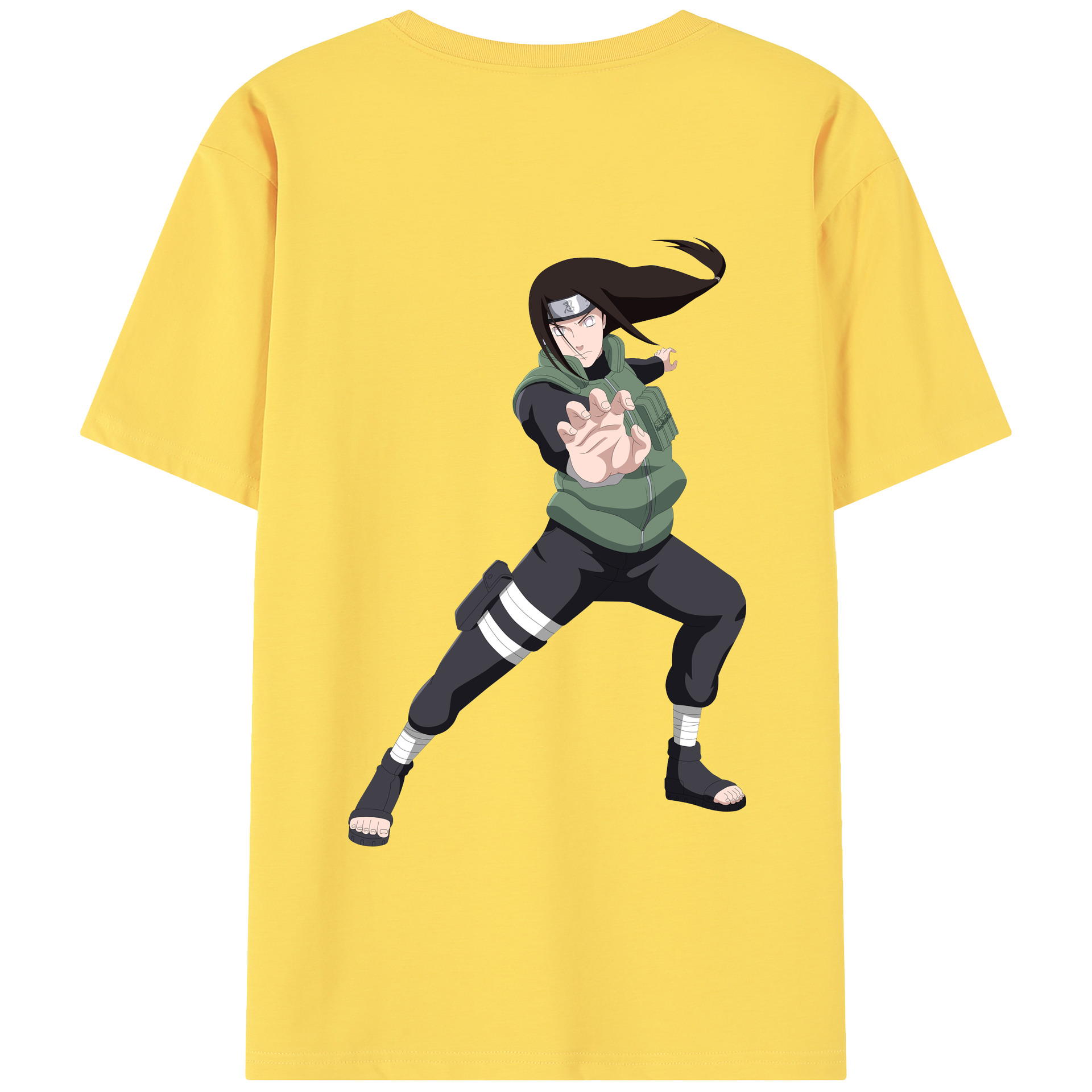 （画像用） NARUTO -ナルト- 日向ネジ Hyūga Neji 綿100％半袖Tシャツ（背面プリント）