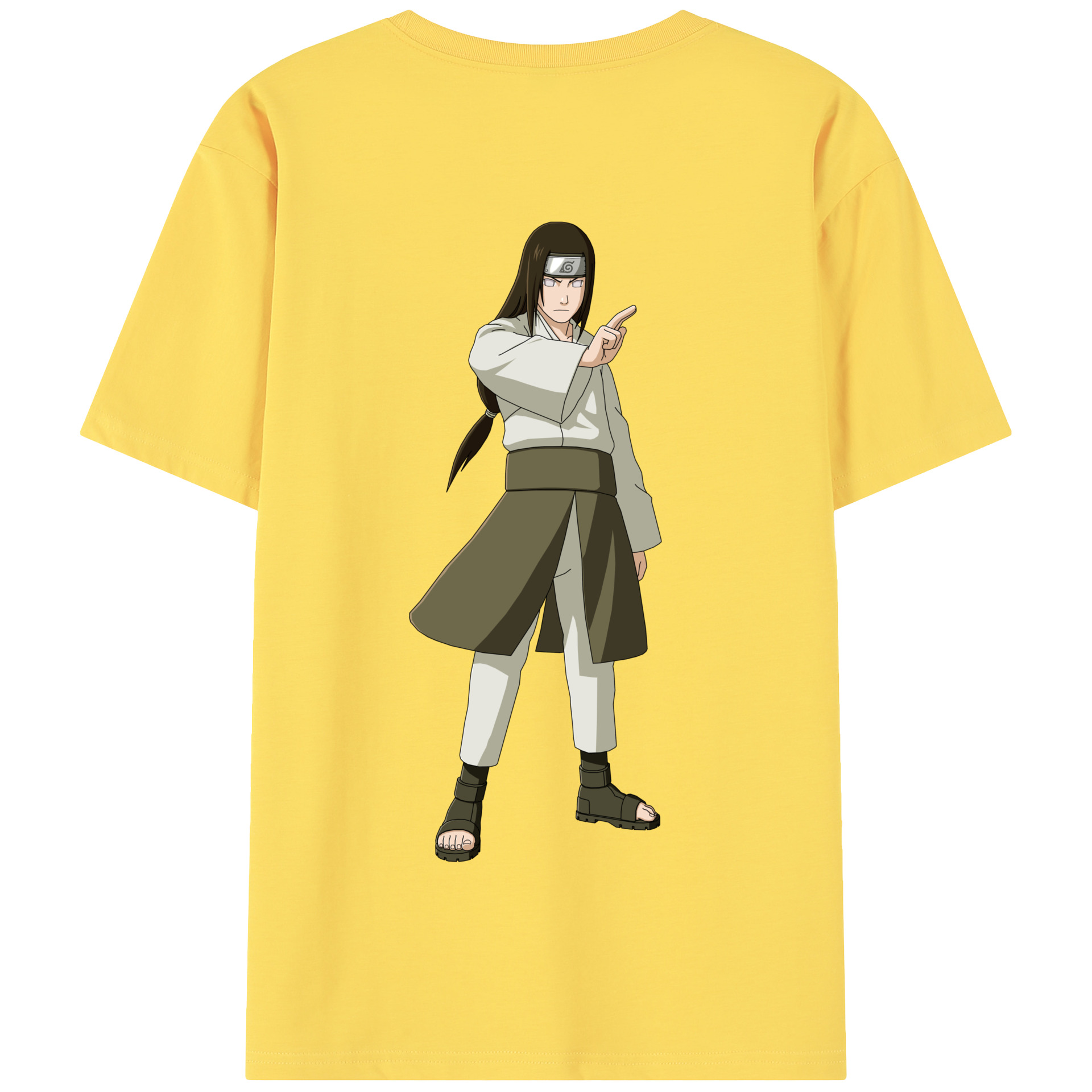（画像用） NARUTO -ナルト- 日向ネジ Hyūga Neji 綿100％半袖Tシャツ（背面プリント）