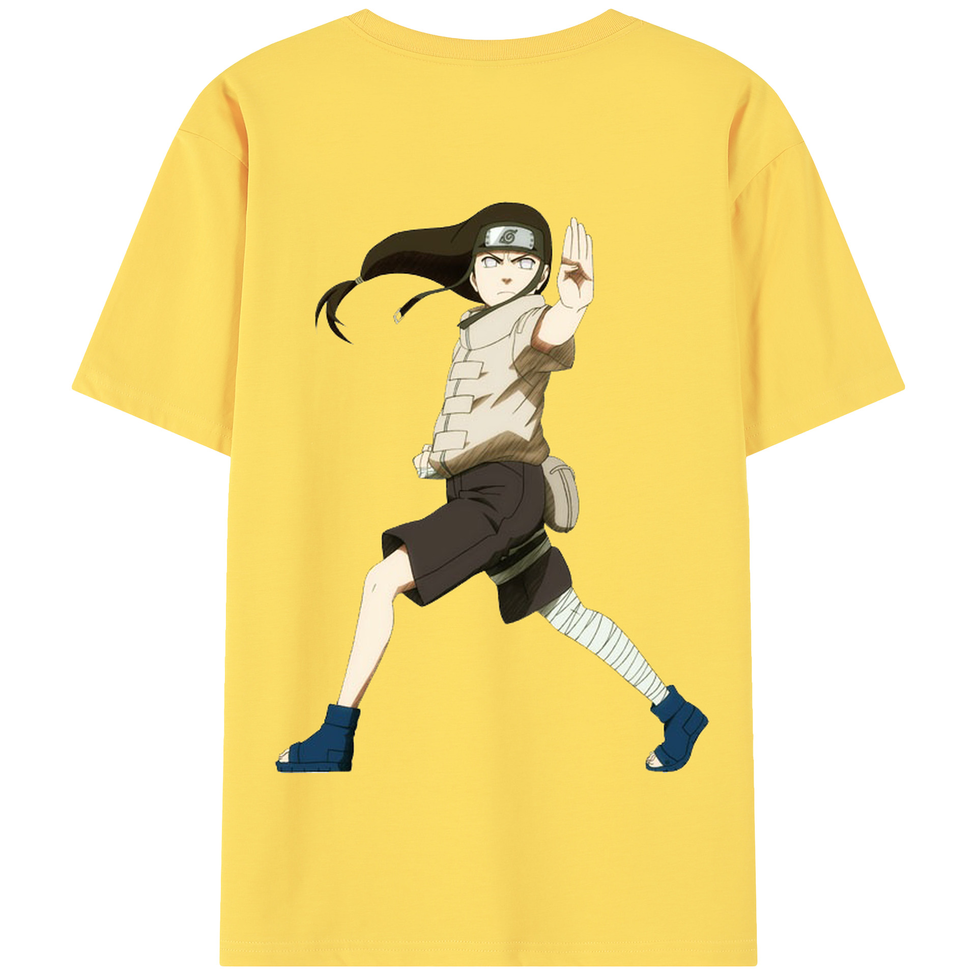 （画像用） NARUTO -ナルト- 日向ネジ Hyūga Neji 綿100％半袖Tシャツ（背面プリント）