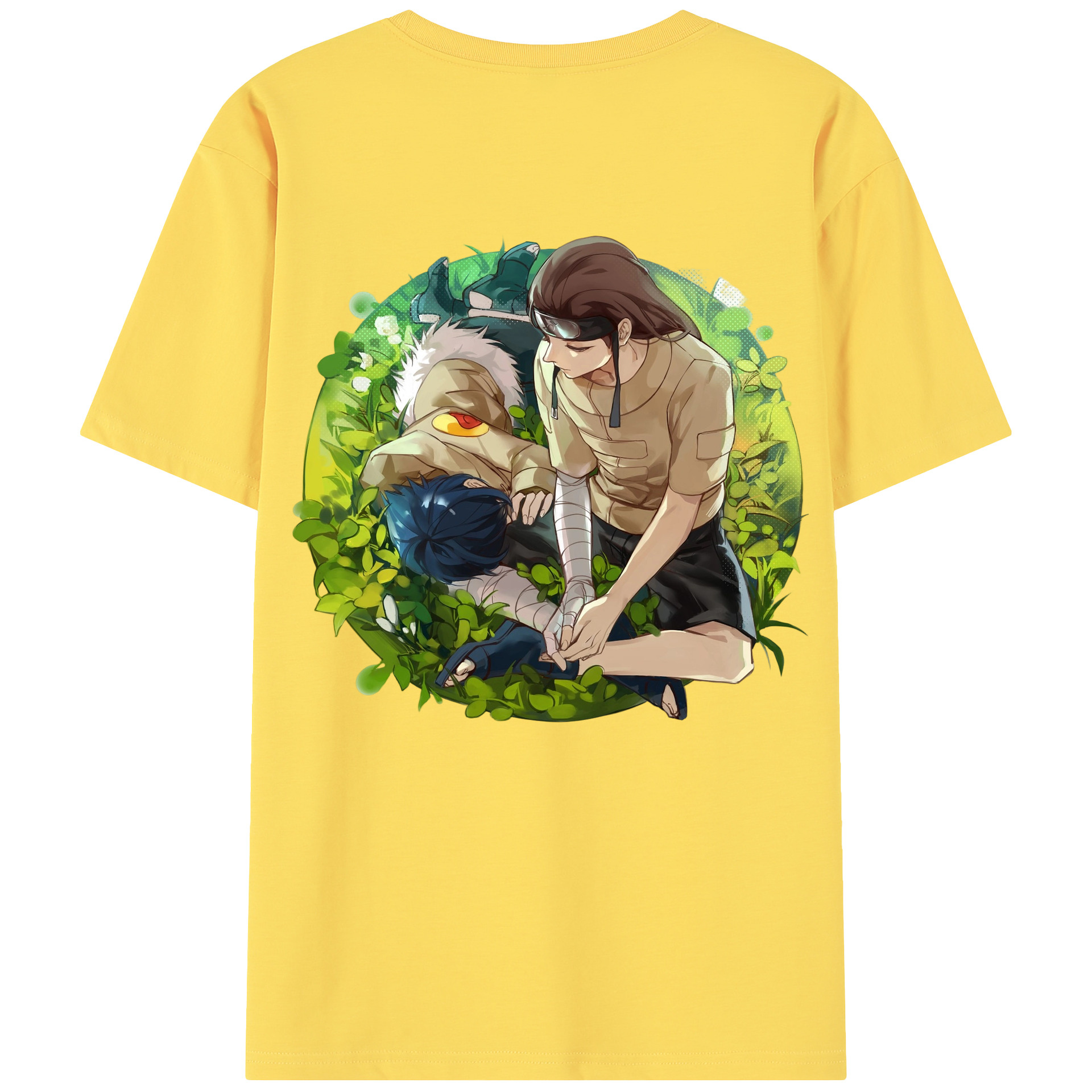 （画像用） NARUTO -ナルト- 日向ネジ Hyūga Neji 綿100％半袖Tシャツ（背面プリント）
