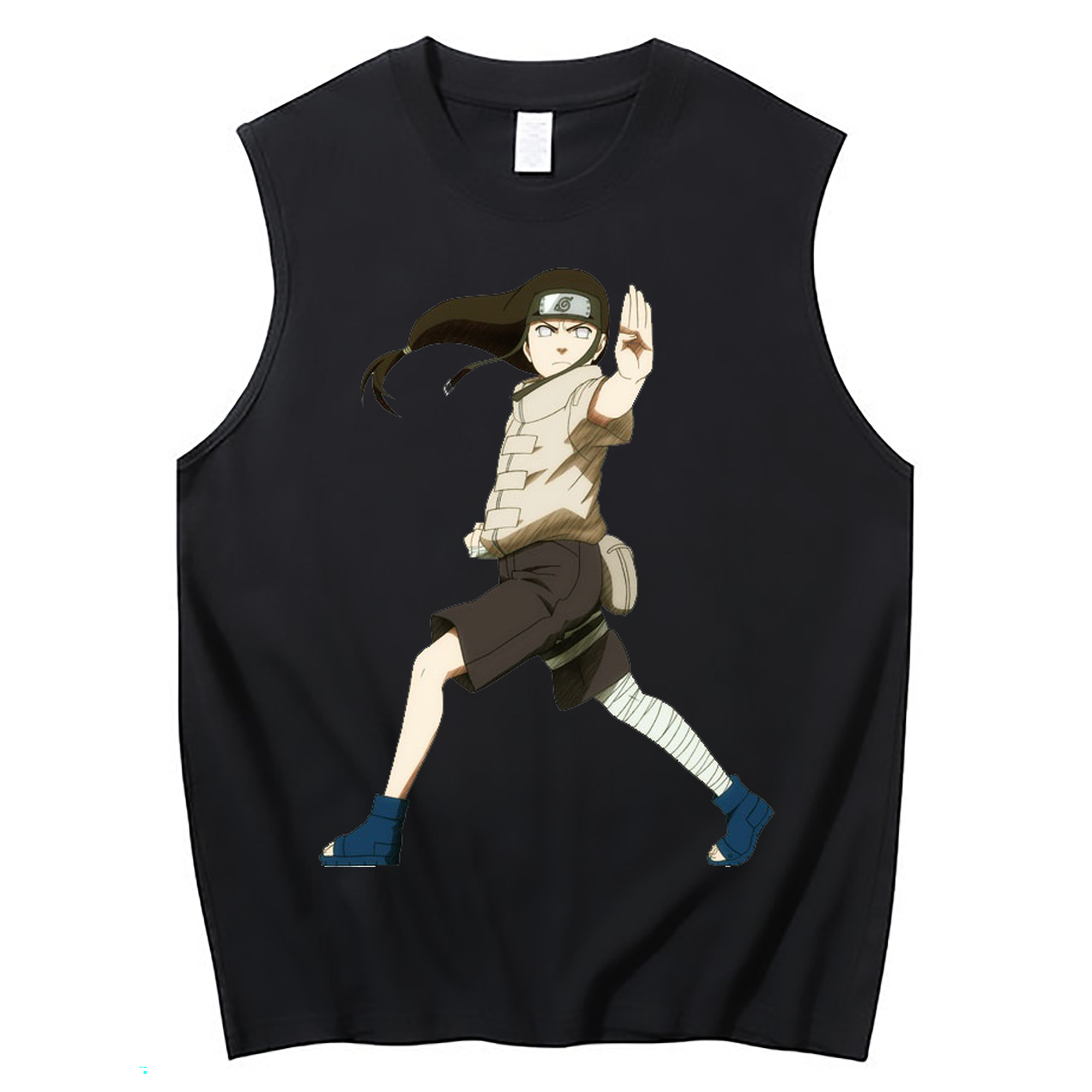 （画像用） NARUTO -ナルト- 日向ネジ Hyūga Neji コットン100％タンクトップ（フロントプリント）