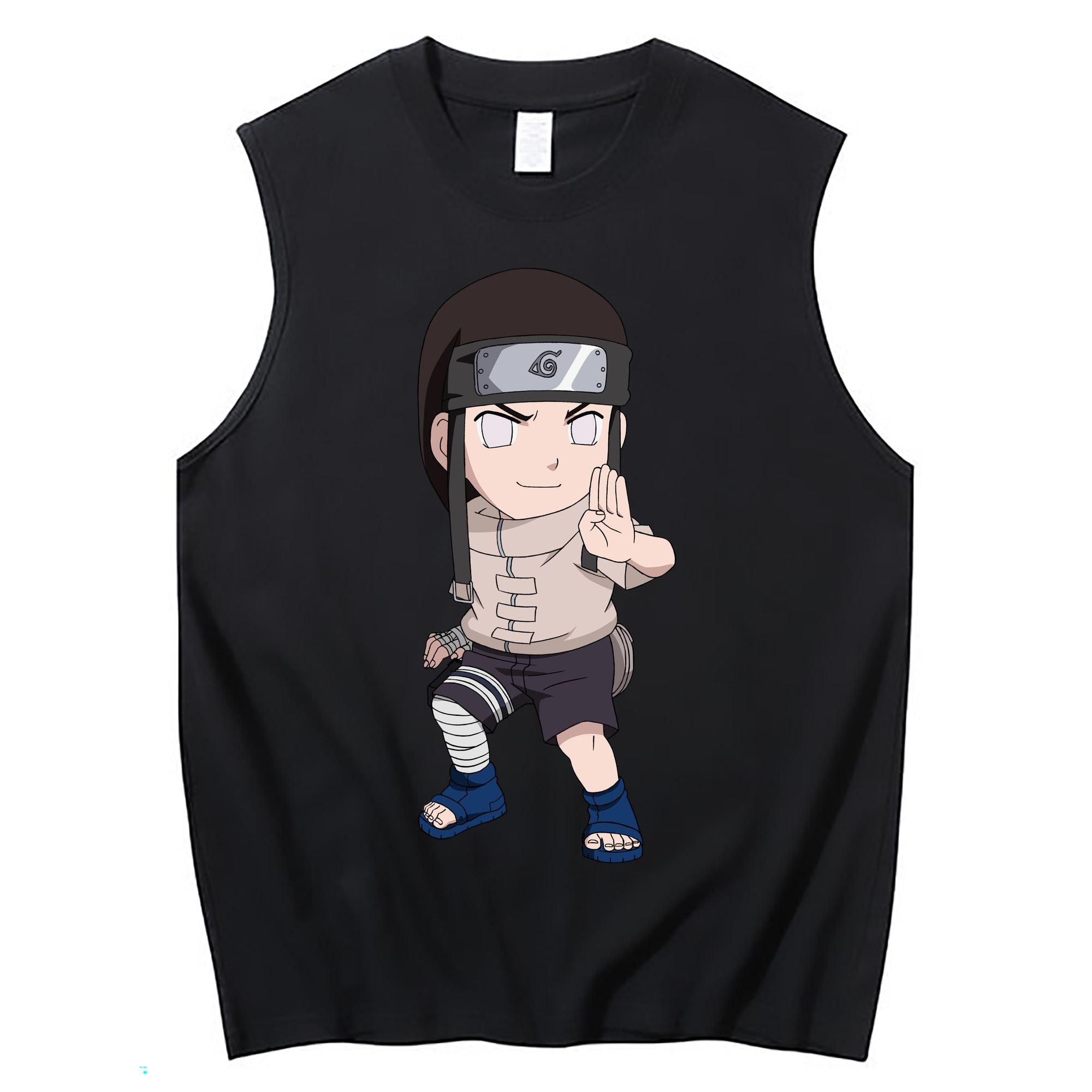 （画像用） NARUTO -ナルト- 日向ネジ Hyūga Neji コットン100％タンクトップ（フロントプリント）