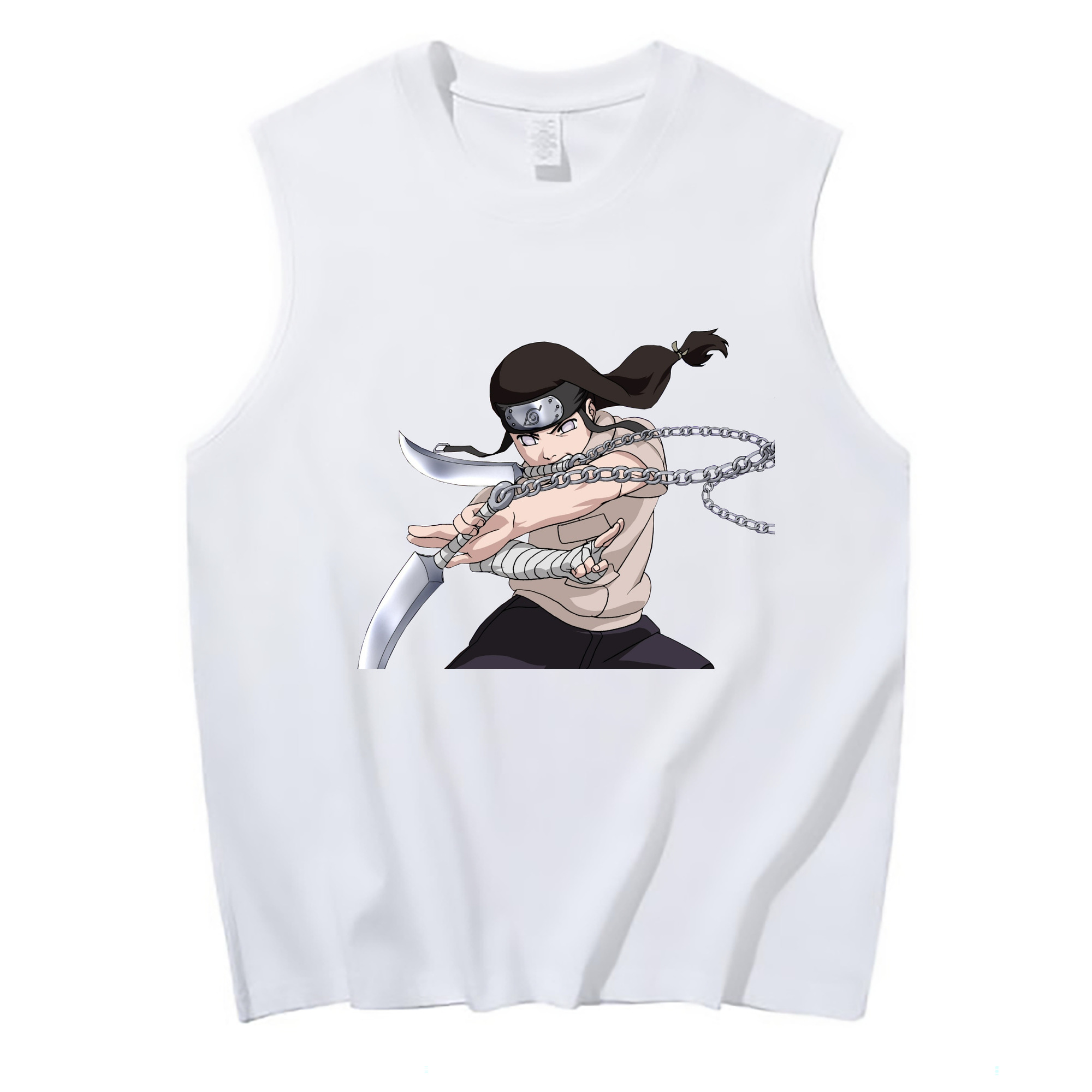 （画像用） NARUTO -ナルト- 日向ネジ Hyūga Neji コットン100％タンクトップ（フロントプリント）