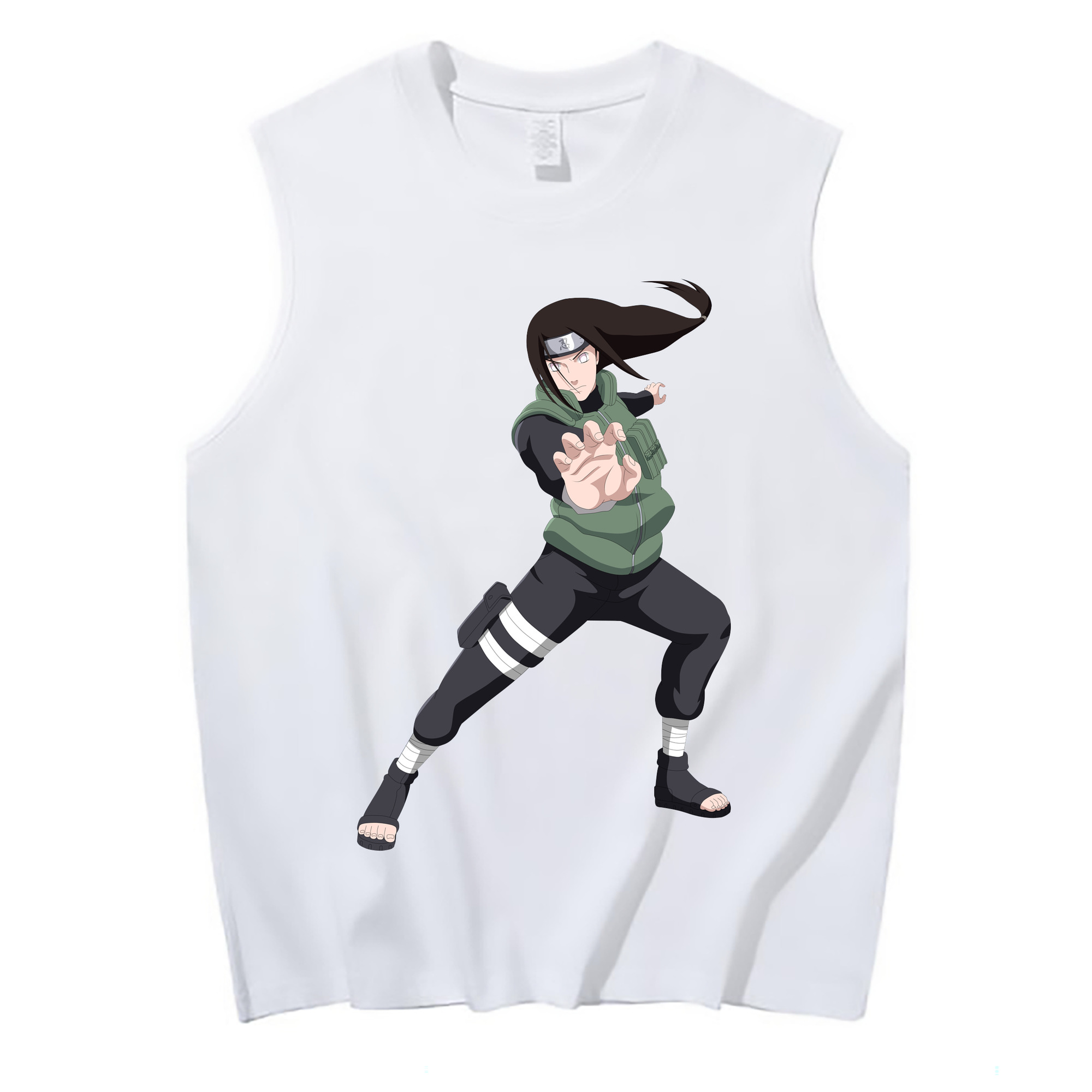 （画像用） NARUTO -ナルト- 日向ネジ Hyūga Neji コットン100％タンクトップ（フロントプリント）