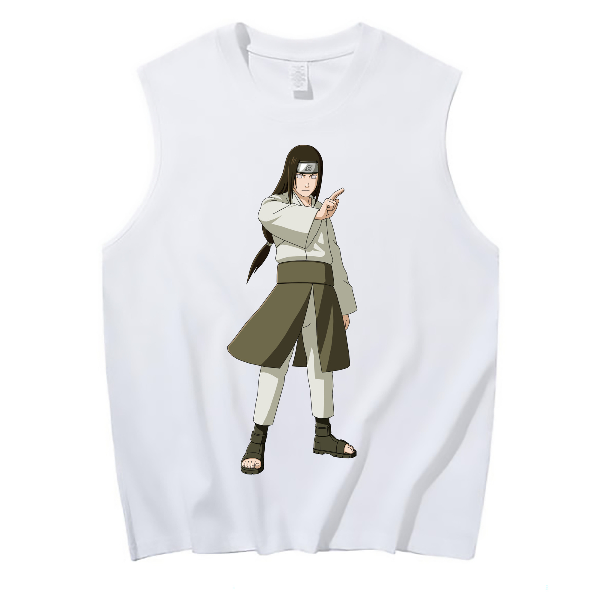 （画像用） NARUTO -ナルト- 日向ネジ Hyūga Neji コットン100％タンクトップ（フロントプリント）