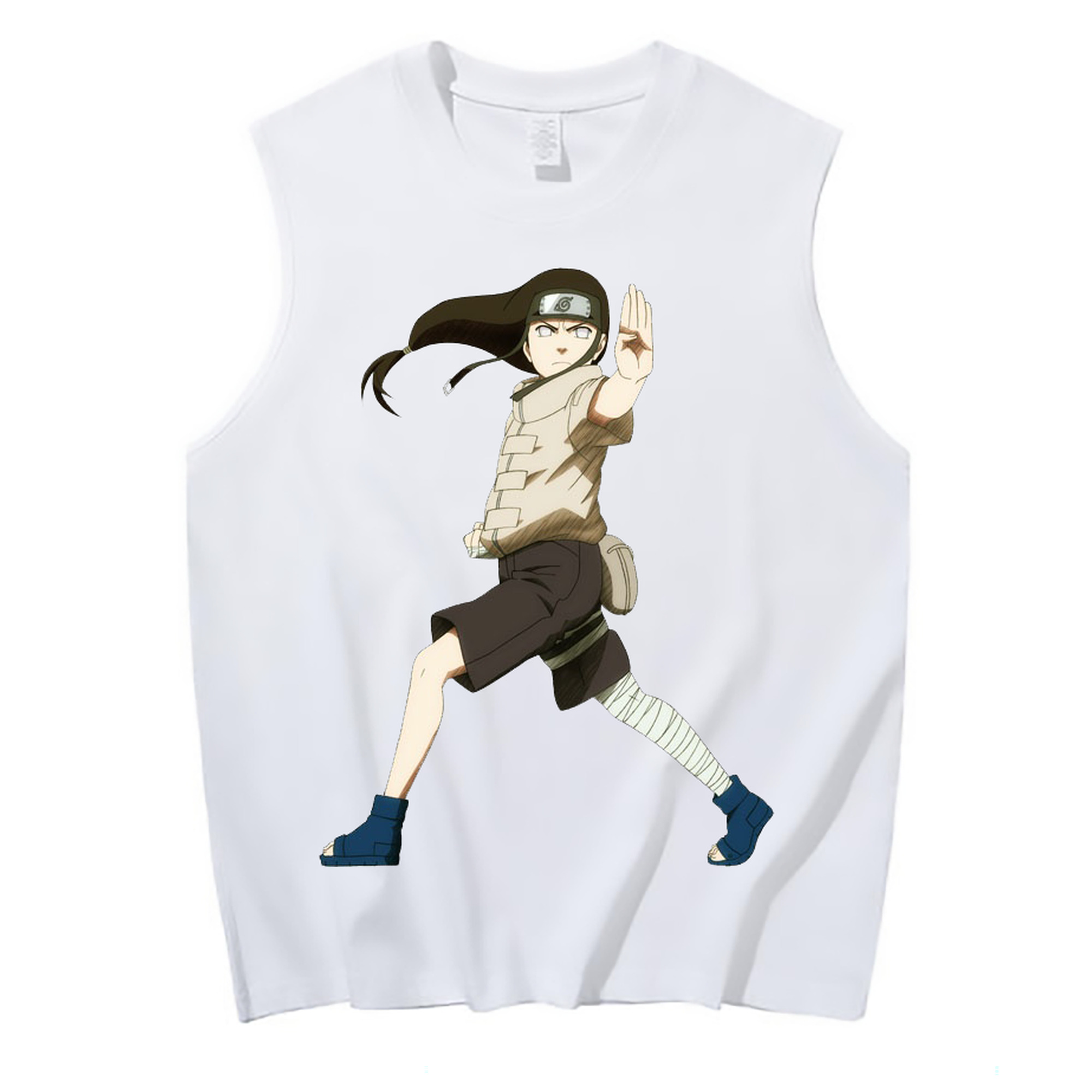 （画像用） NARUTO -ナルト- 日向ネジ Hyūga Neji コットン100％タンクトップ（フロントプリント）