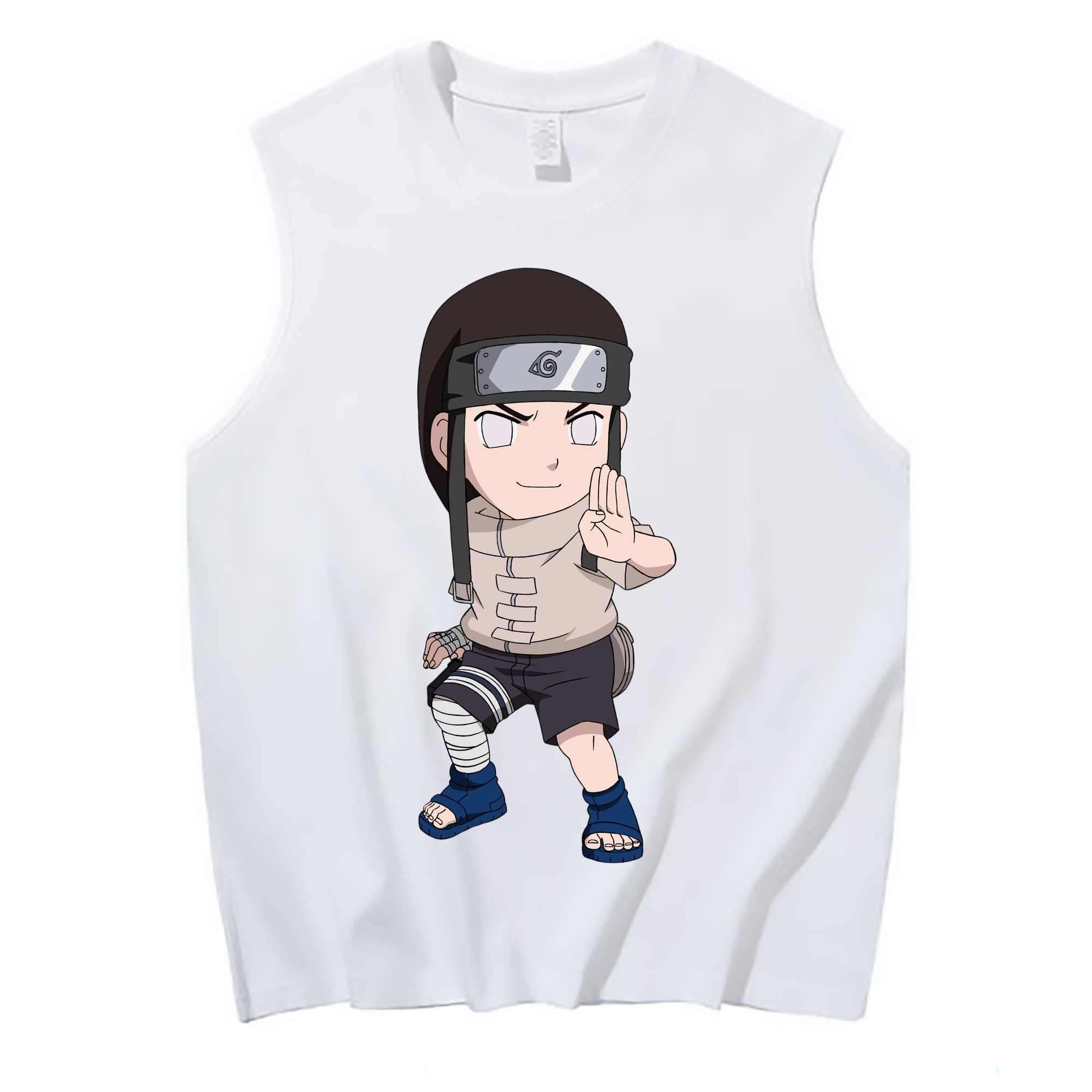 （画像用） NARUTO -ナルト- 日向ネジ Hyūga Neji コットン100％タンクトップ（フロントプリント）