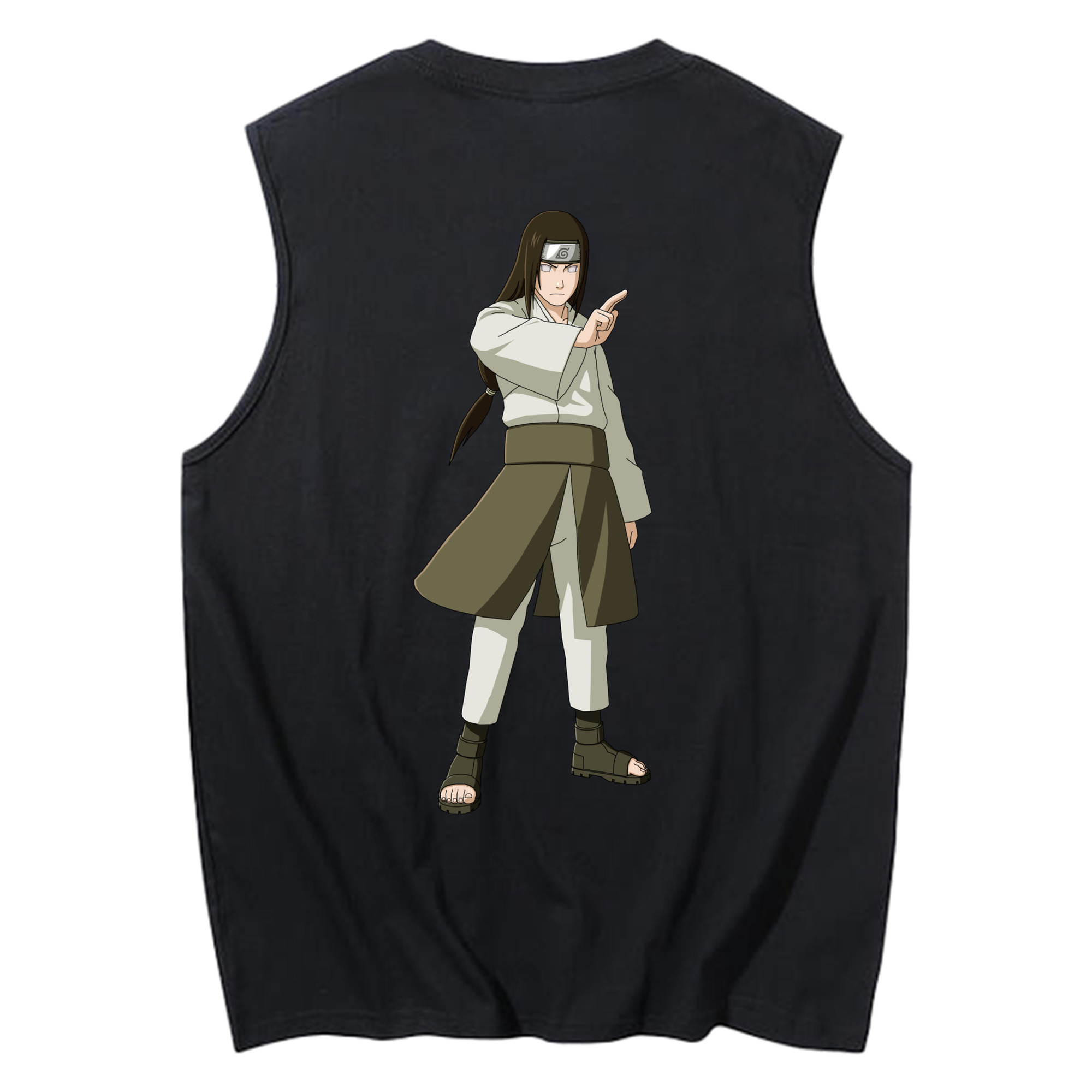 （画像用） NARUTO -ナルト- 日向ネジ Hyūga Neji コットン100％タンクトップ（背面プリント）