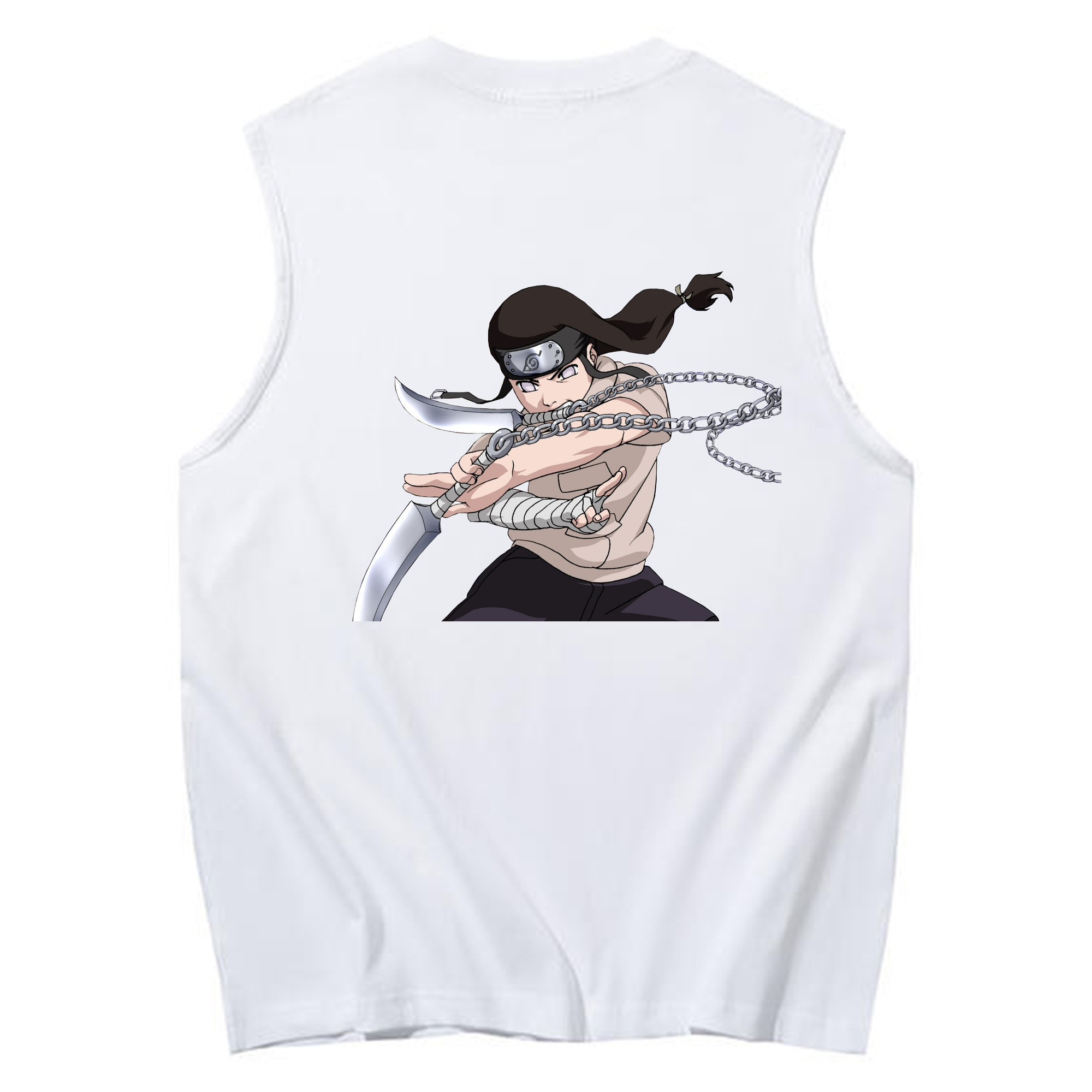 （画像用） NARUTO -ナルト- 日向ネジ Hyūga Neji コットン100％タンクトップ（背面プリント）