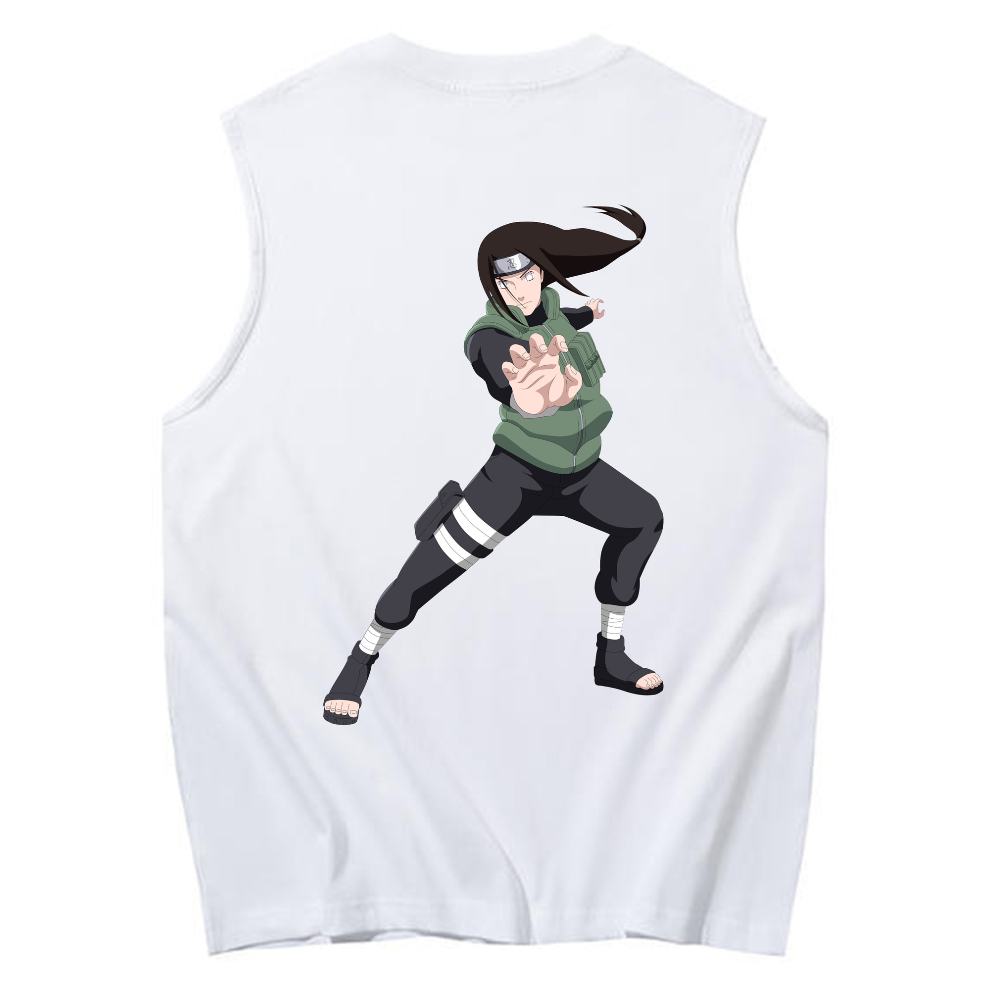 （画像用） NARUTO -ナルト- 日向ネジ Hyūga Neji コットン100％タンクトップ（背面プリント）