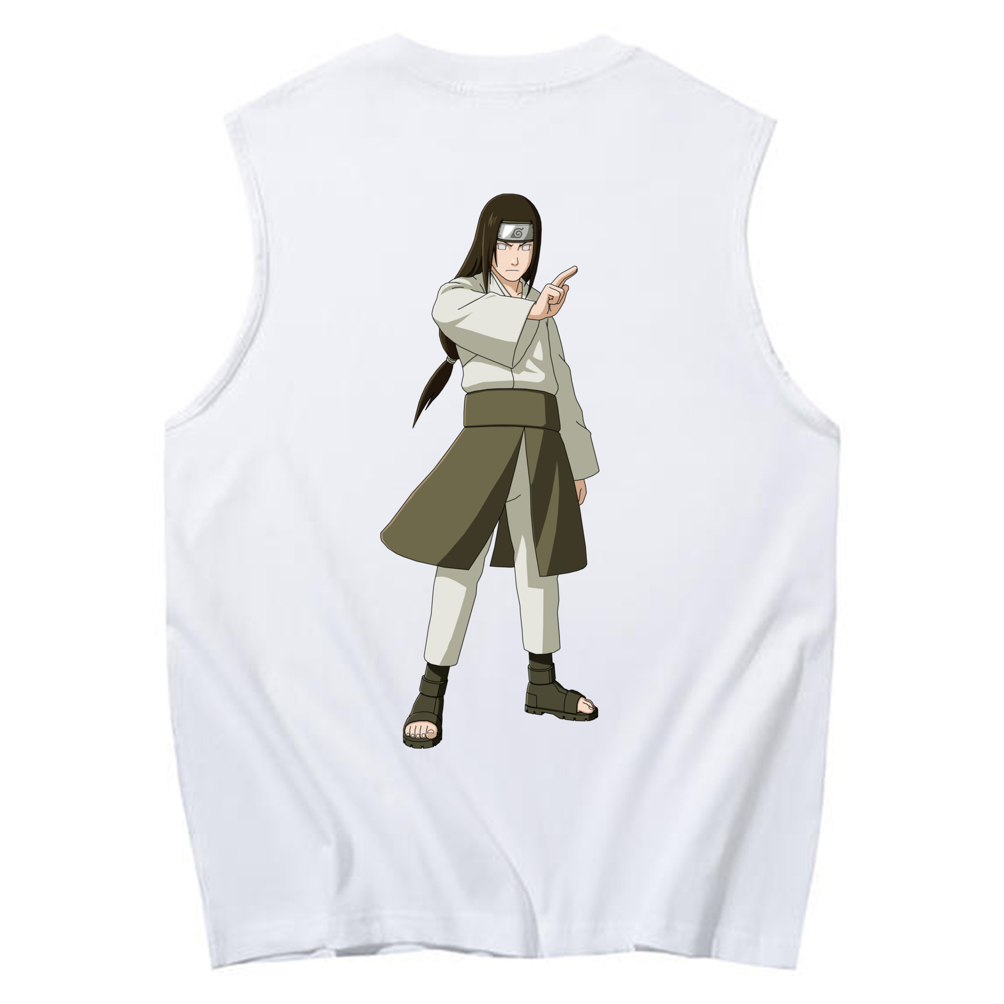 （画像用） NARUTO -ナルト- 日向ネジ Hyūga Neji コットン100％タンクトップ（背面プリント）