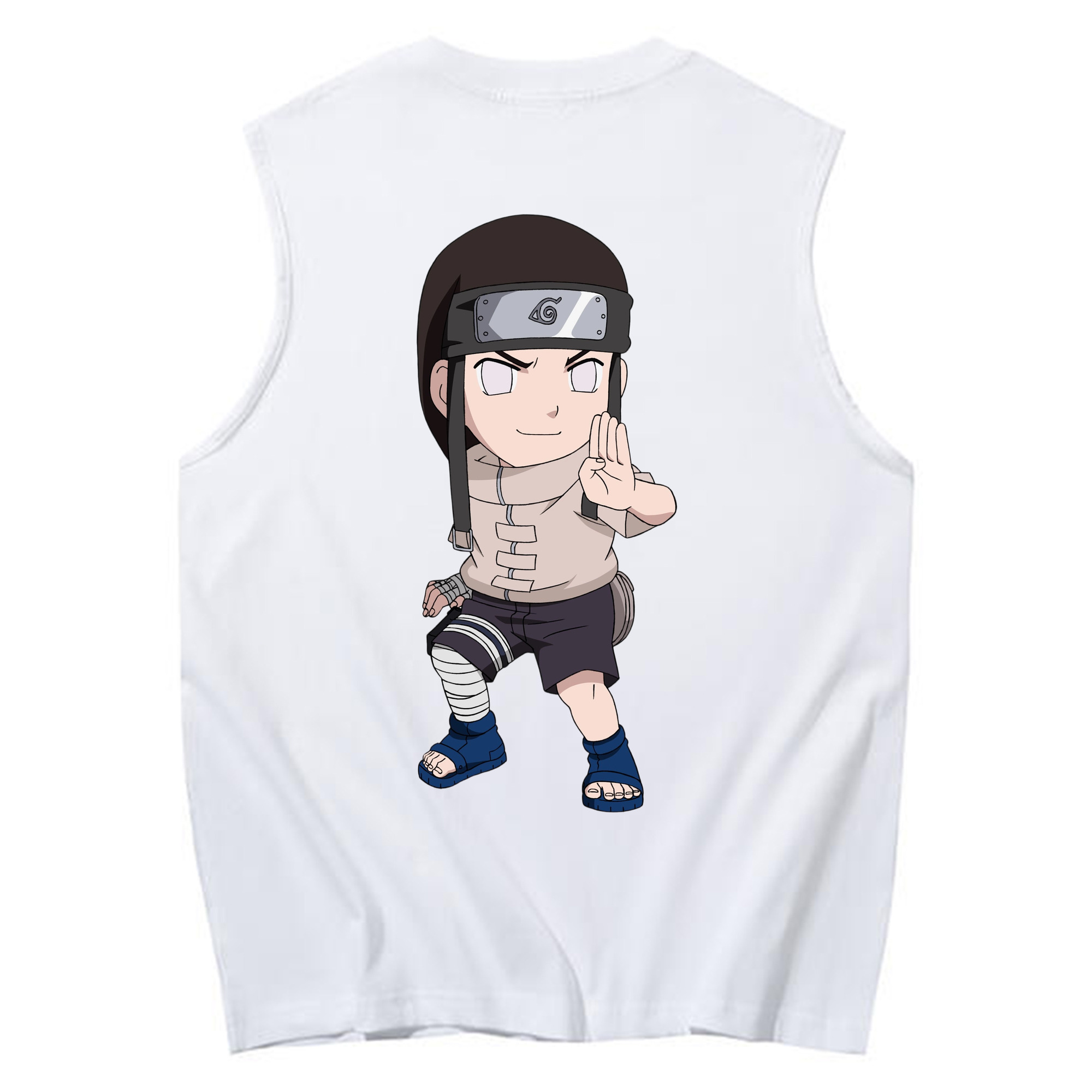 （画像用） NARUTO -ナルト- 日向ネジ Hyūga Neji コットン100％タンクトップ（背面プリント）