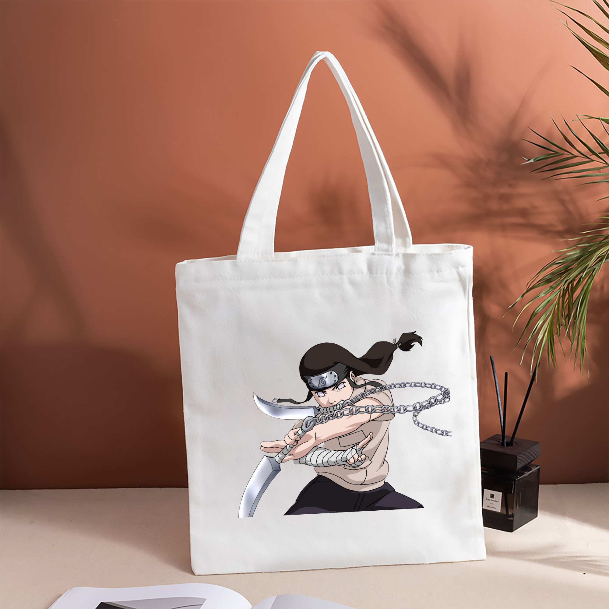 NARUTO -ナルト- 日向ネジ Hyūga Neji 縦型キャンバス生地手提げバッグ　トートバッグ
