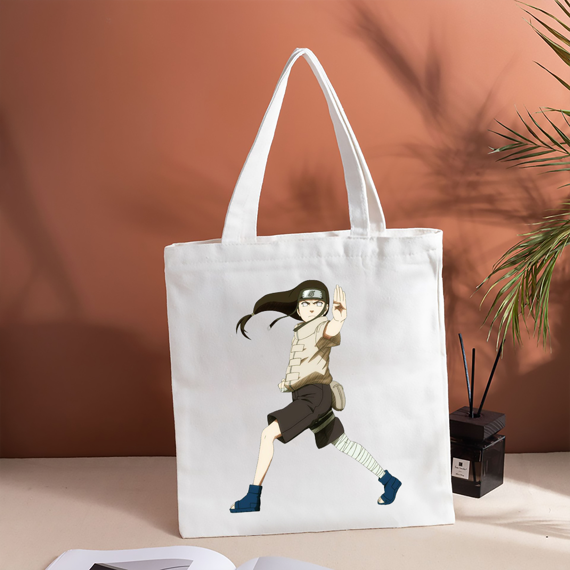 NARUTO -ナルト- 日向ネジ Hyūga Neji 縦型キャンバス生地手提げバッグ　トートバッグ