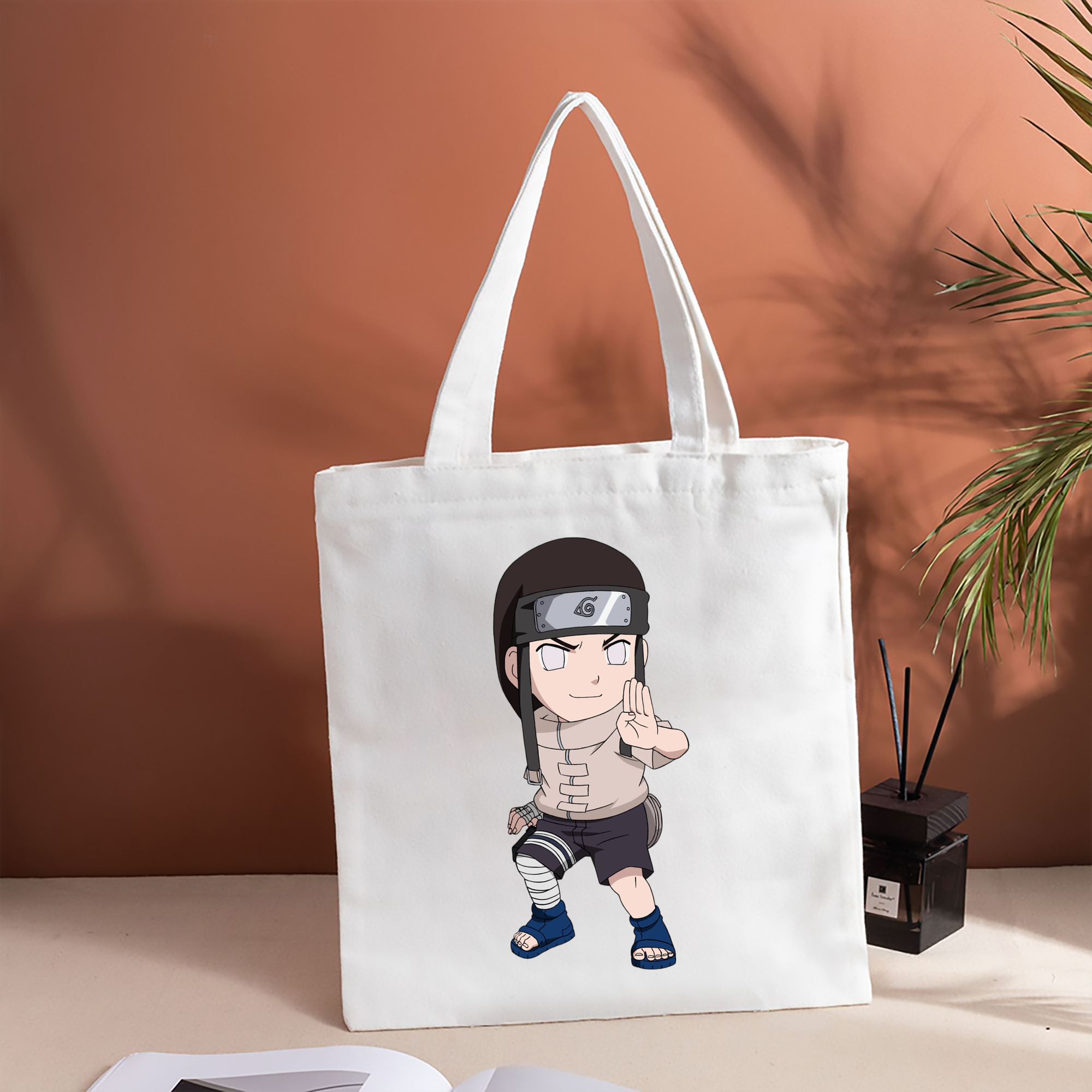 NARUTO -ナルト- 日向ネジ Hyūga Neji 縦型キャンバス生地手提げバッグ　トートバッグ