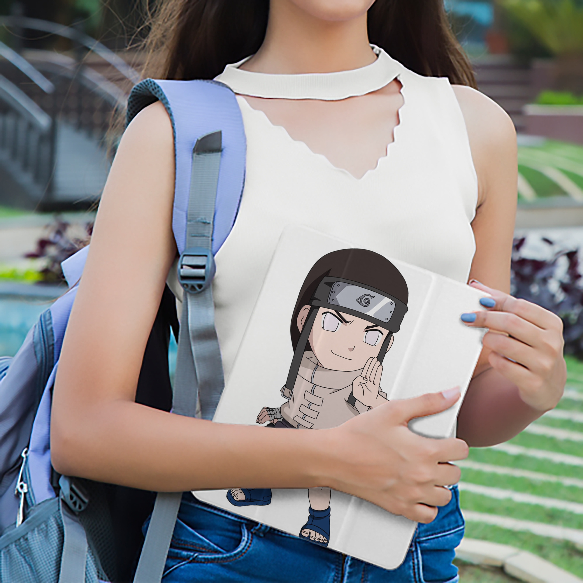 NARUTO -ナルト- 日向ネジ Hyūga Neji IPad ケース ペン収納付き 三つ折りスタンド PUレザー×シリコン 対応機種9.5/10.5/10.9インチ