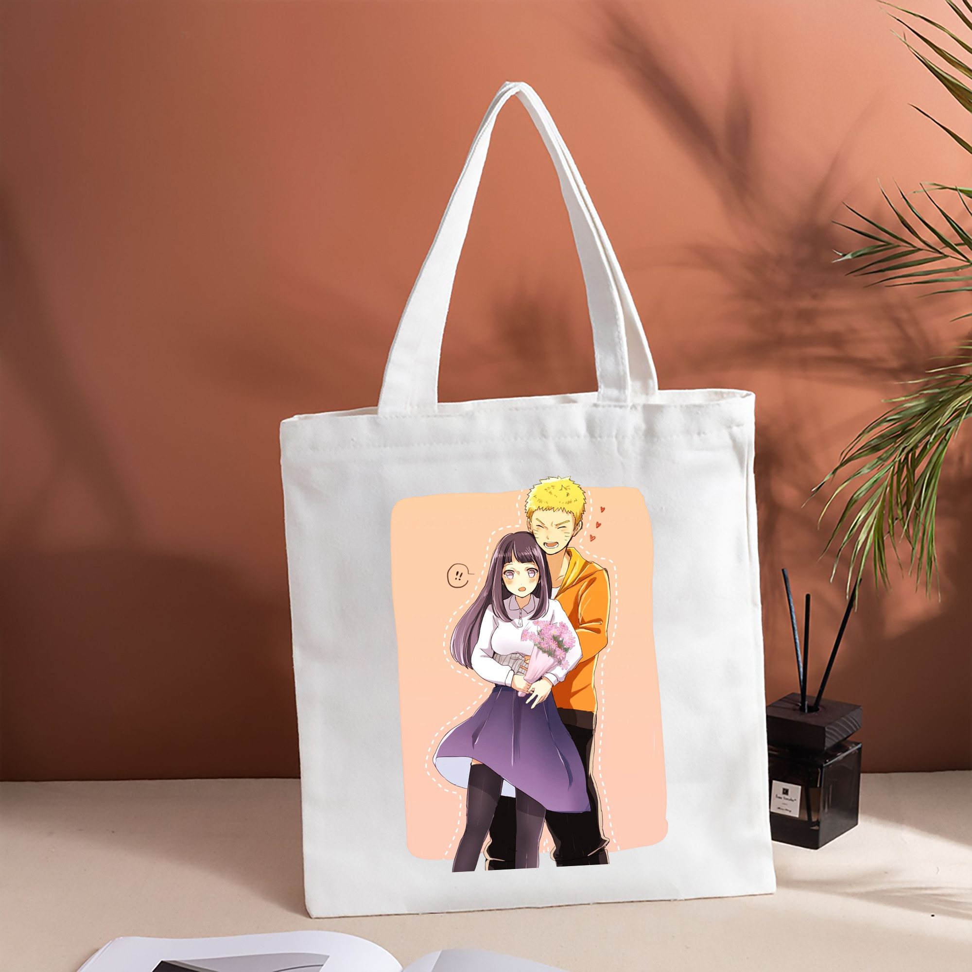 NARUTO -ナルト- 日向ヒナタ Hyūga Hinata 縦型キャンバス生地手提げバッグ　トートバッグ