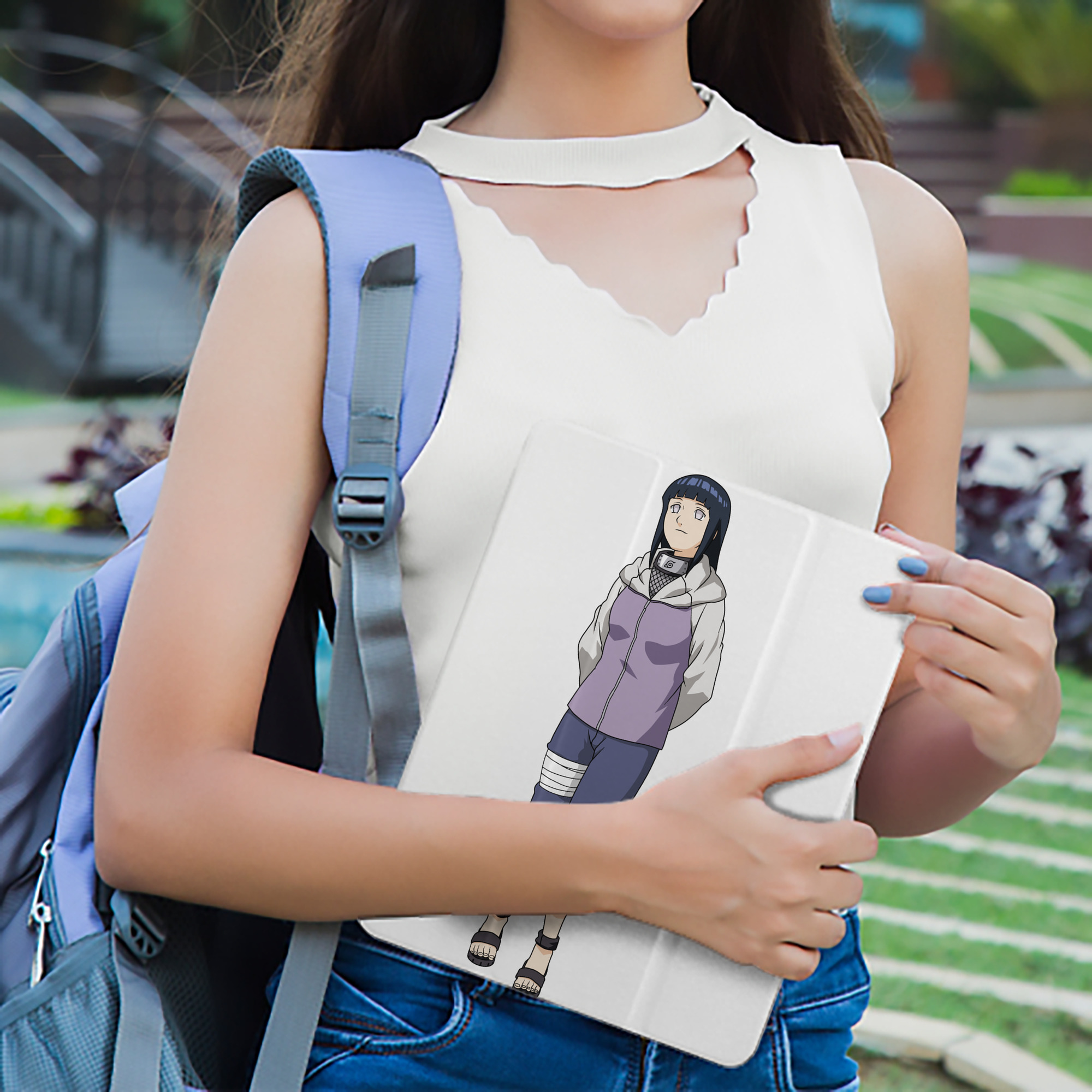 NARUTO -ナルト- 日向ヒナタ Hyūga Hinata IPad ケース ペン収納付き 三つ折りスタンド PUレザー×シリコン 対応機種9.5/10.5/10.9インチ
