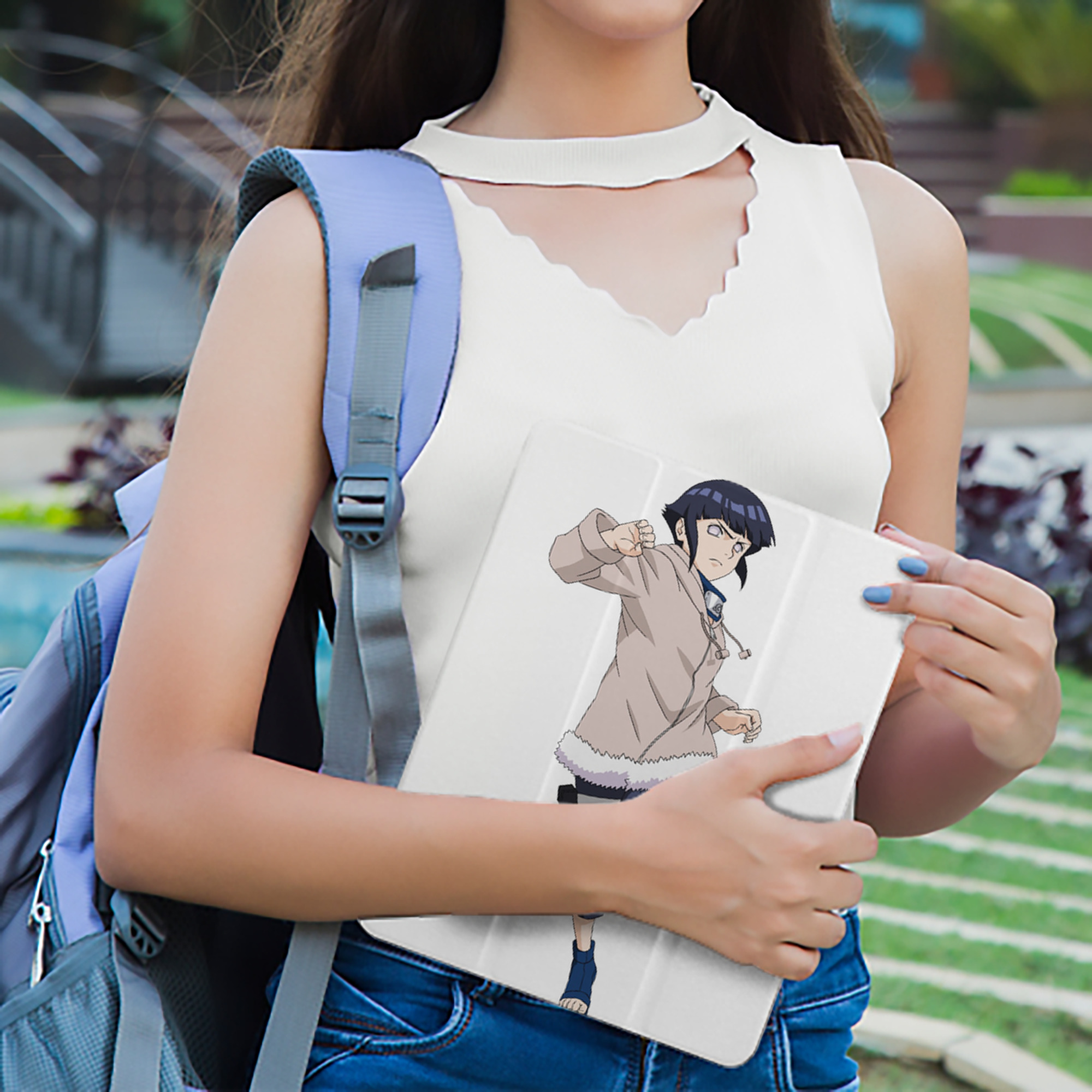 NARUTO -ナルト- 日向ヒナタ Hyūga Hinata IPad ケース ペン収納付き 三つ折りスタンド PUレザー×シリコン 対応機種9.5/10.5/10.9インチ