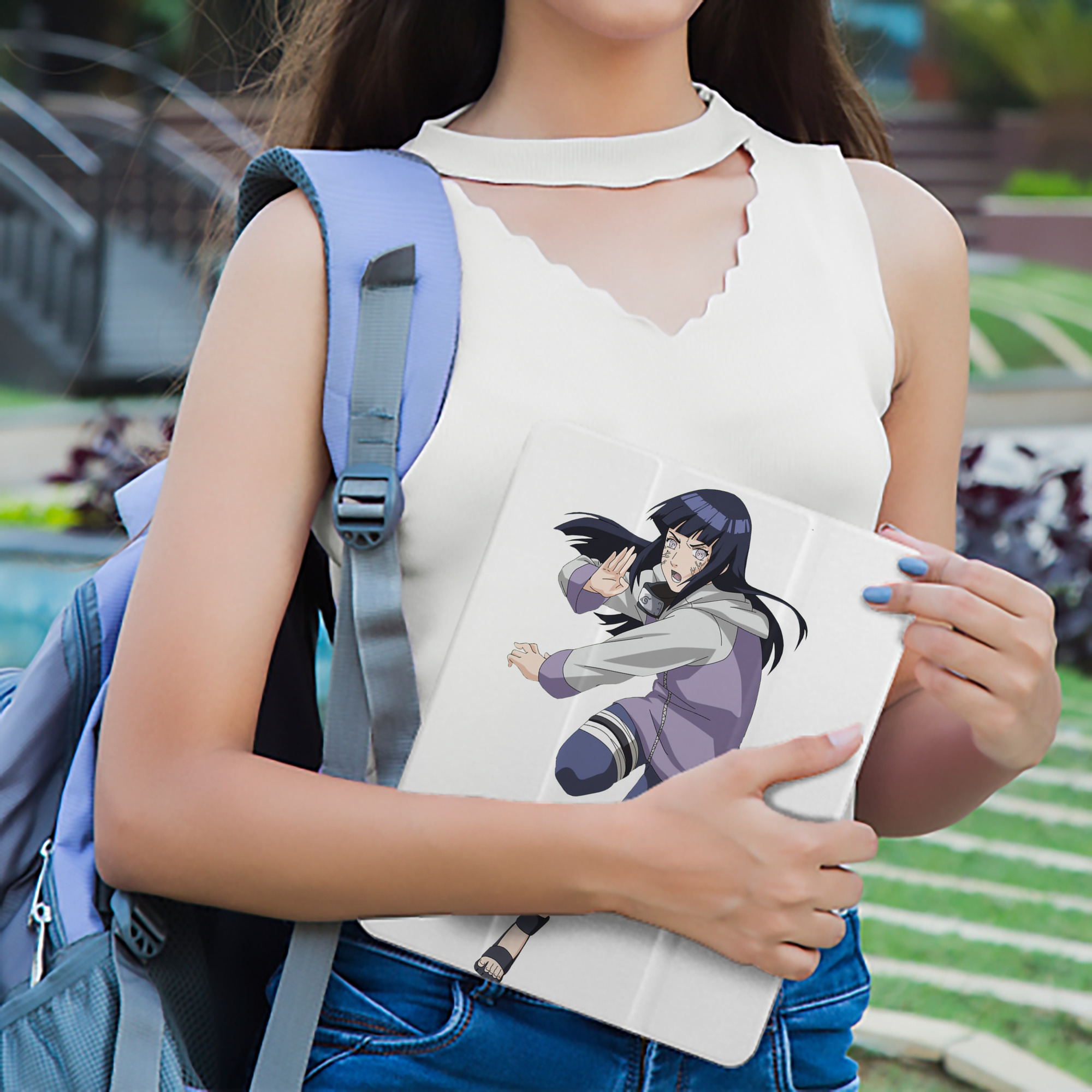 NARUTO -ナルト- 日向ヒナタ Hyūga Hinata IPad ケース ペン収納付き 三つ折りスタンド PUレザー×シリコン 対応機種9.5/10.5/10.9インチ