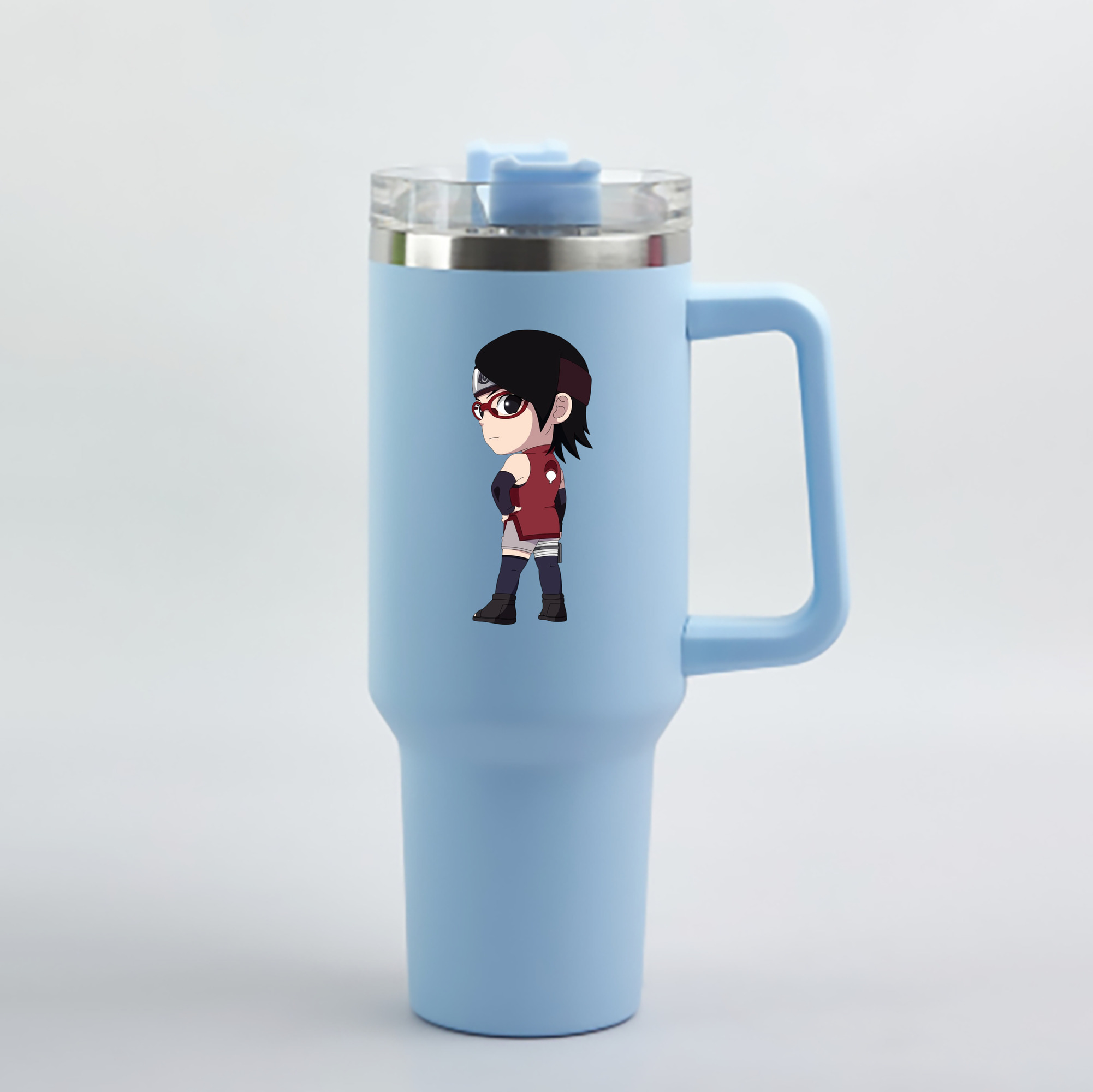 （画像用） NARUTO -ナルト- うちは サラダ Uchiha Sarada 1200mL車用タンブラー - クリスタルステッカー（プラスチックストロー付き）