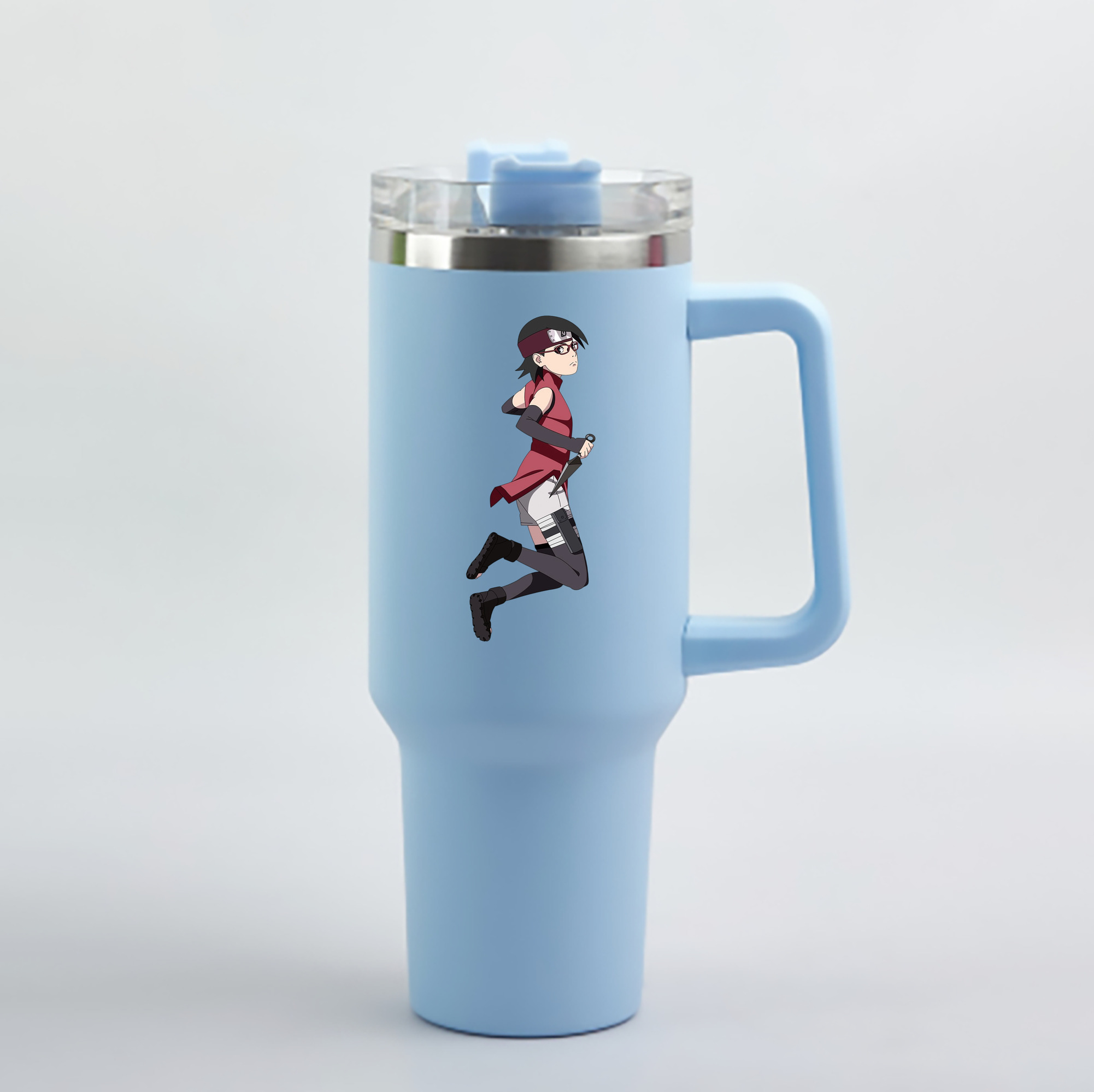 （画像用） NARUTO -ナルト- うちは サラダ Uchiha Sarada 1200mL車用タンブラー - クリスタルステッカー（プラスチックストロー付き）