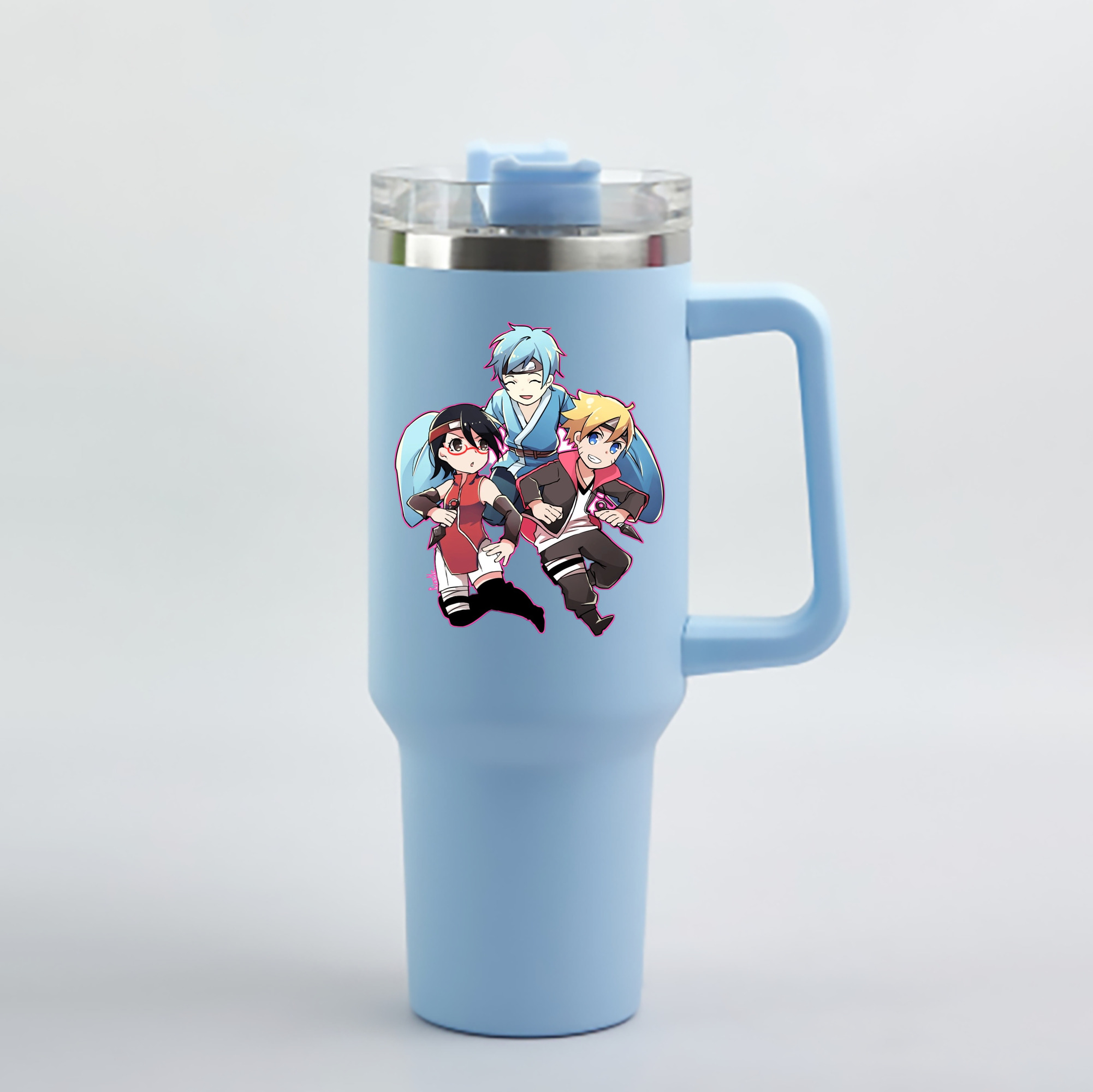 （画像用） NARUTO -ナルト- うちは サラダ Uchiha Sarada 1200mL車用タンブラー - クリスタルステッカー（プラスチックストロー付き）