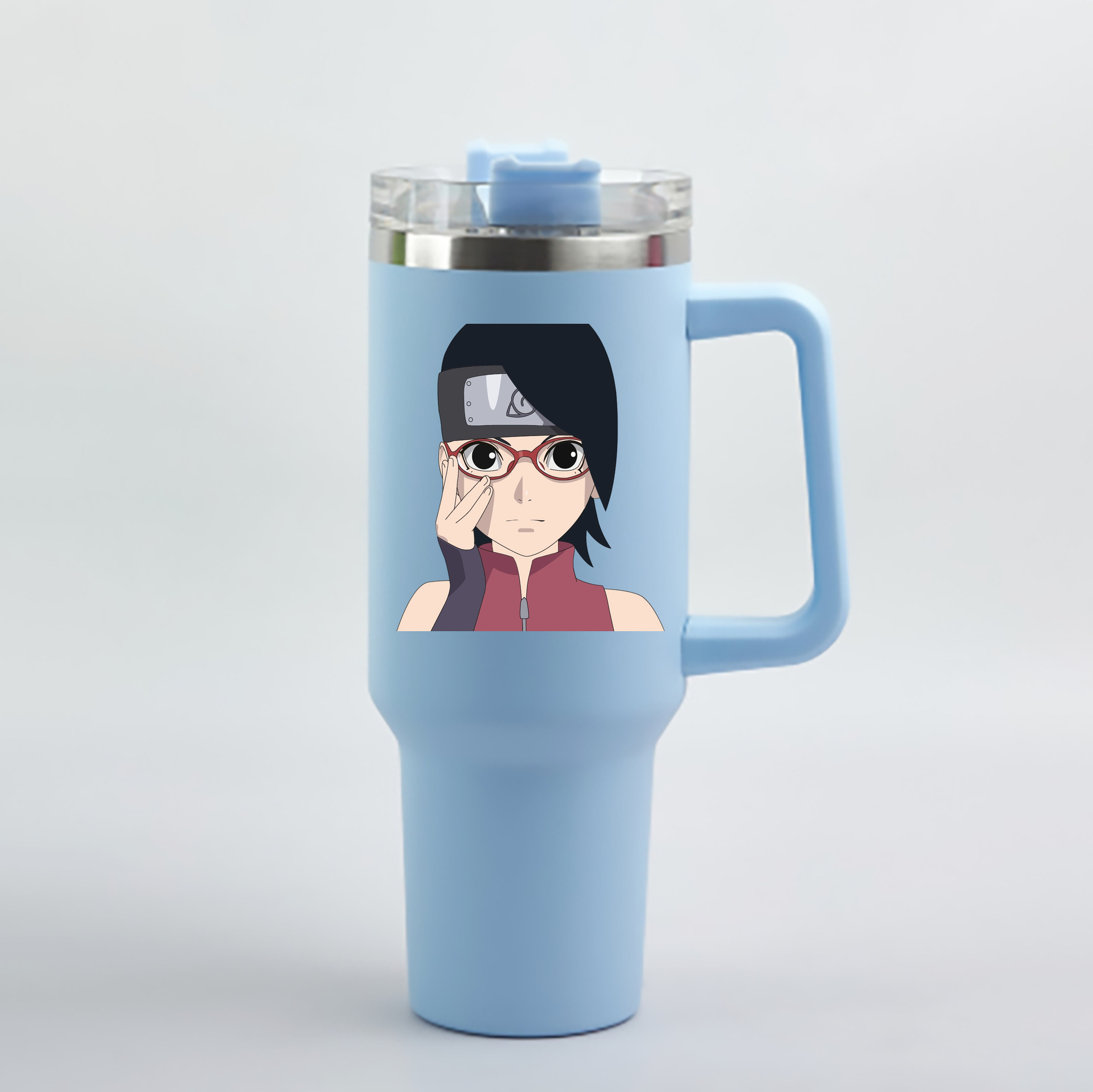 （画像用） NARUTO -ナルト- うちは サラダ Uchiha Sarada 1200mL車用タンブラー - クリスタルステッカー（プラスチックストロー付き）