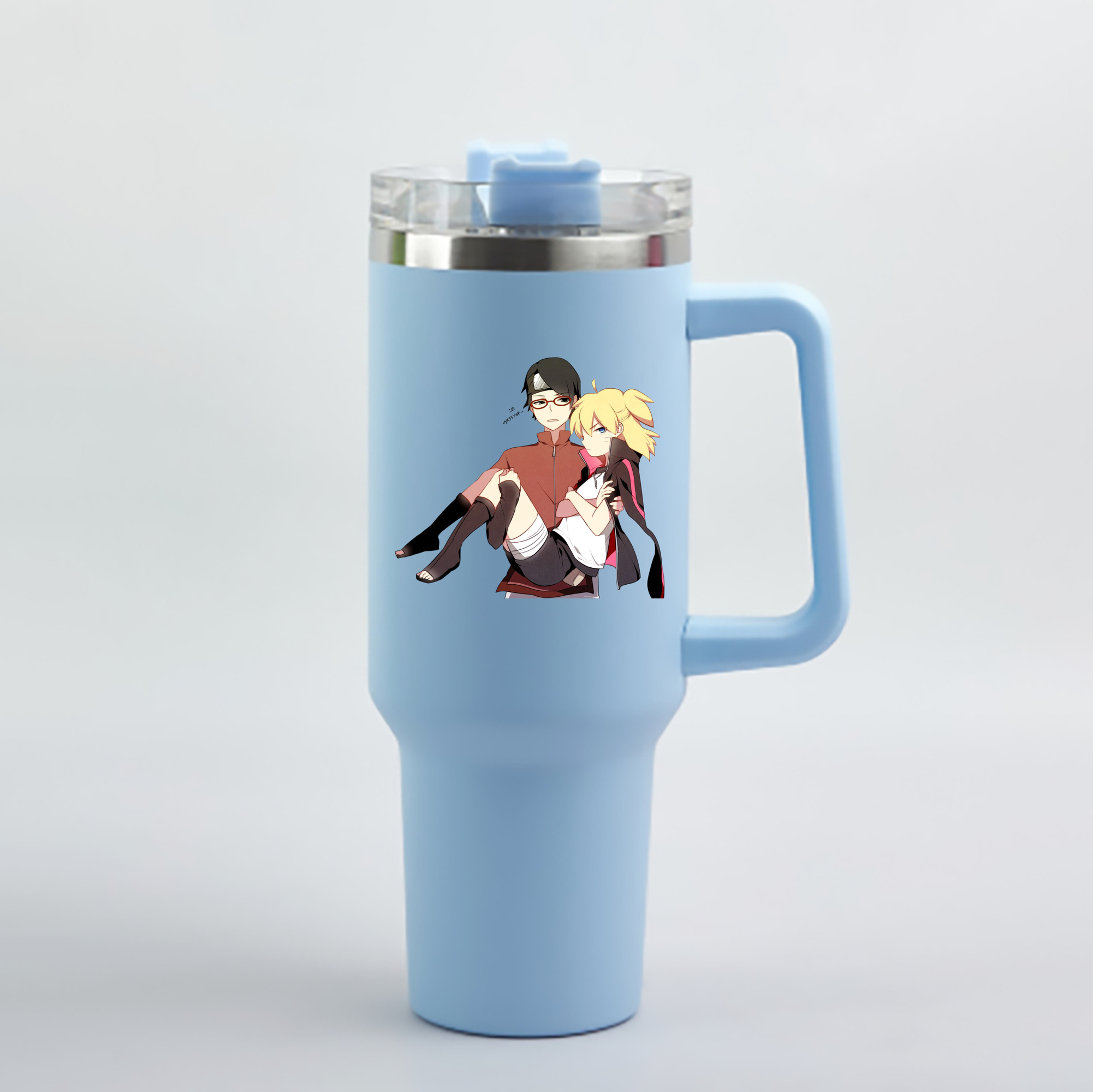 （画像用） NARUTO -ナルト- うちは サラダ Uchiha Sarada 1200mL車用タンブラー - クリスタルステッカー（プラスチックストロー付き）