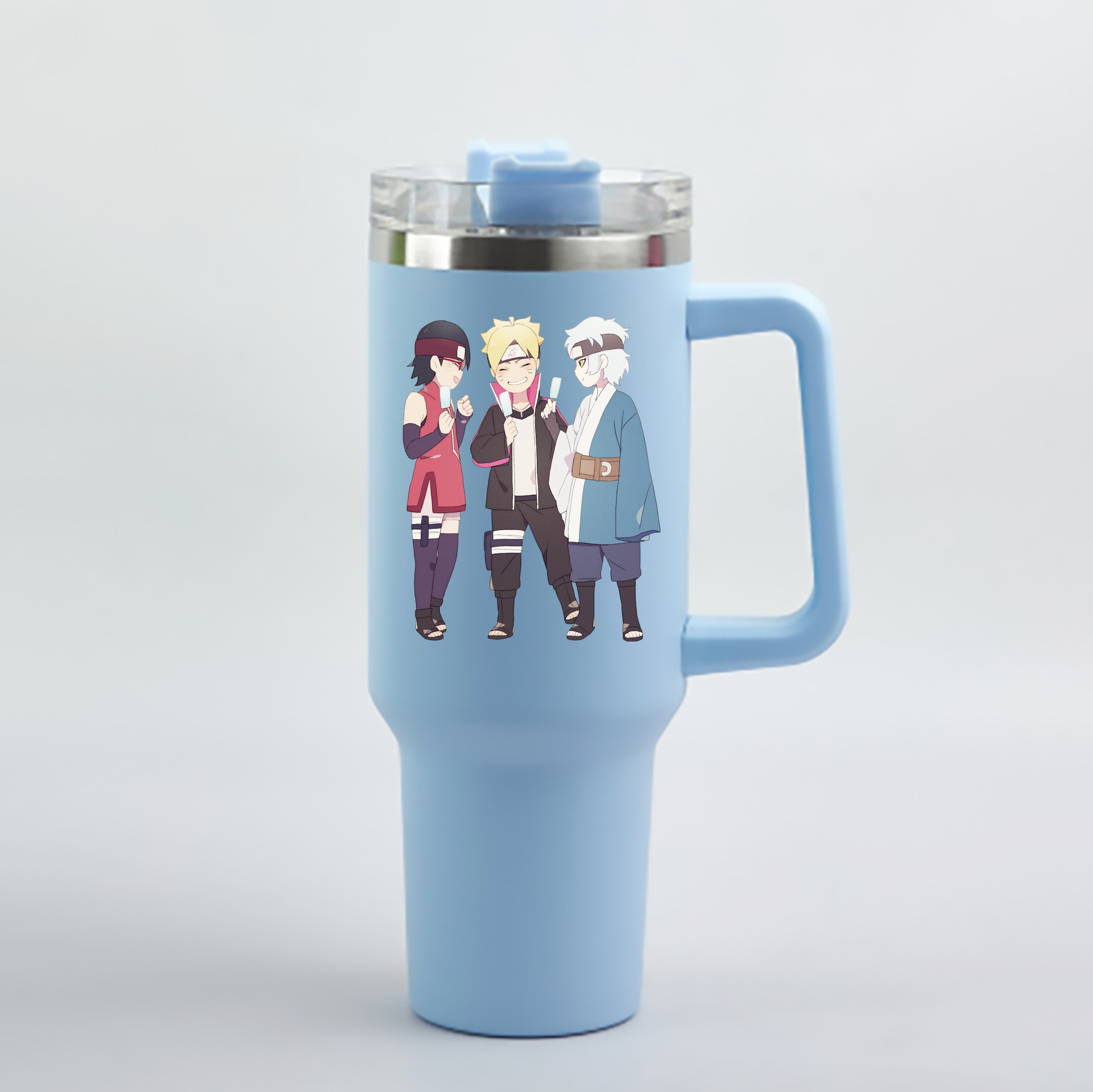 （画像用） NARUTO -ナルト- うちは サラダ Uchiha Sarada 1200mL車用タンブラー - クリスタルステッカー（プラスチックストロー付き）