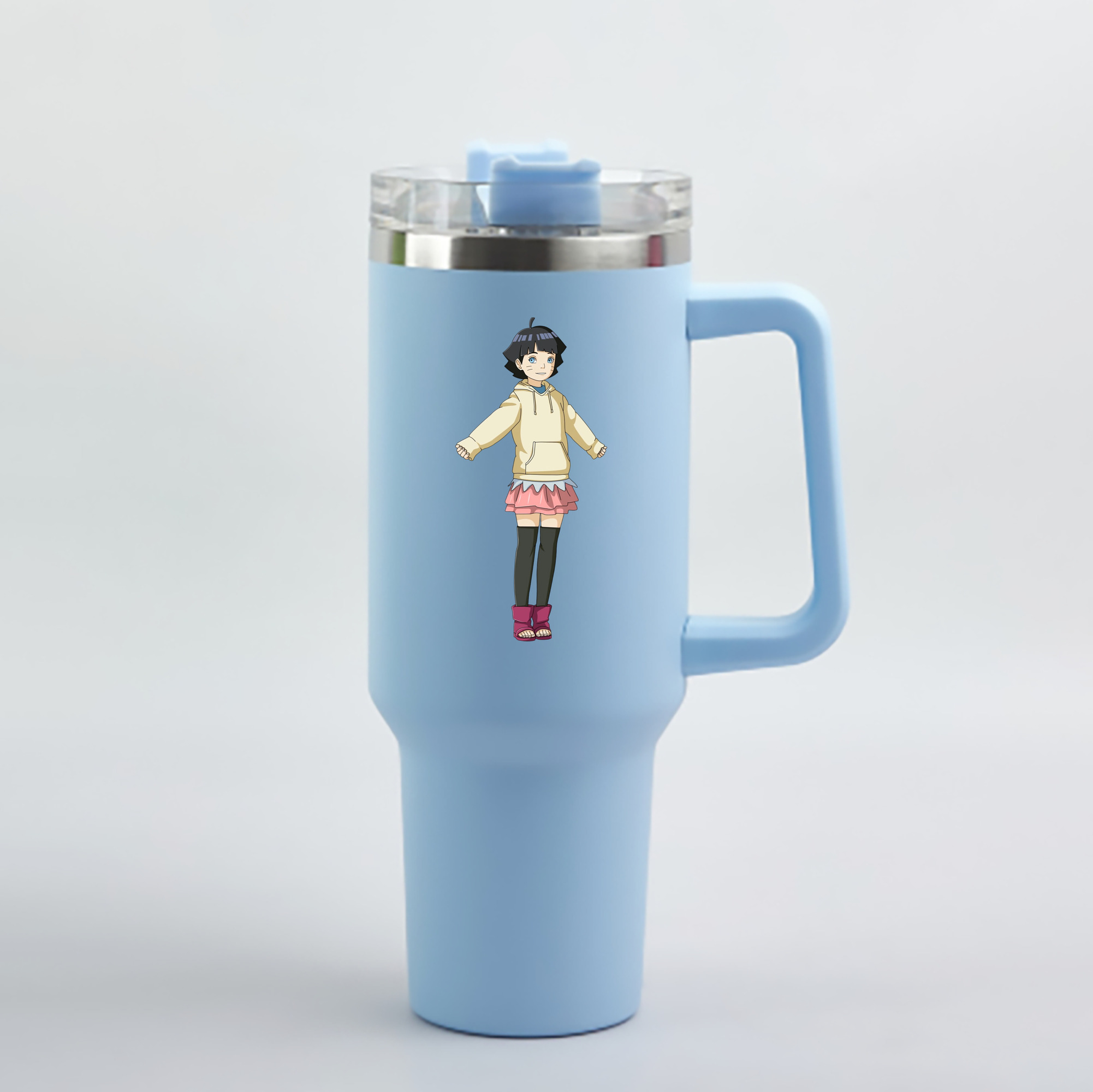 （画像用） NARUTO -ナルト- うずまき ヒマワリ Uzumaki Himawari 1200mL車用タンブラー - クリスタルステッカー（プラスチックストロー付き）