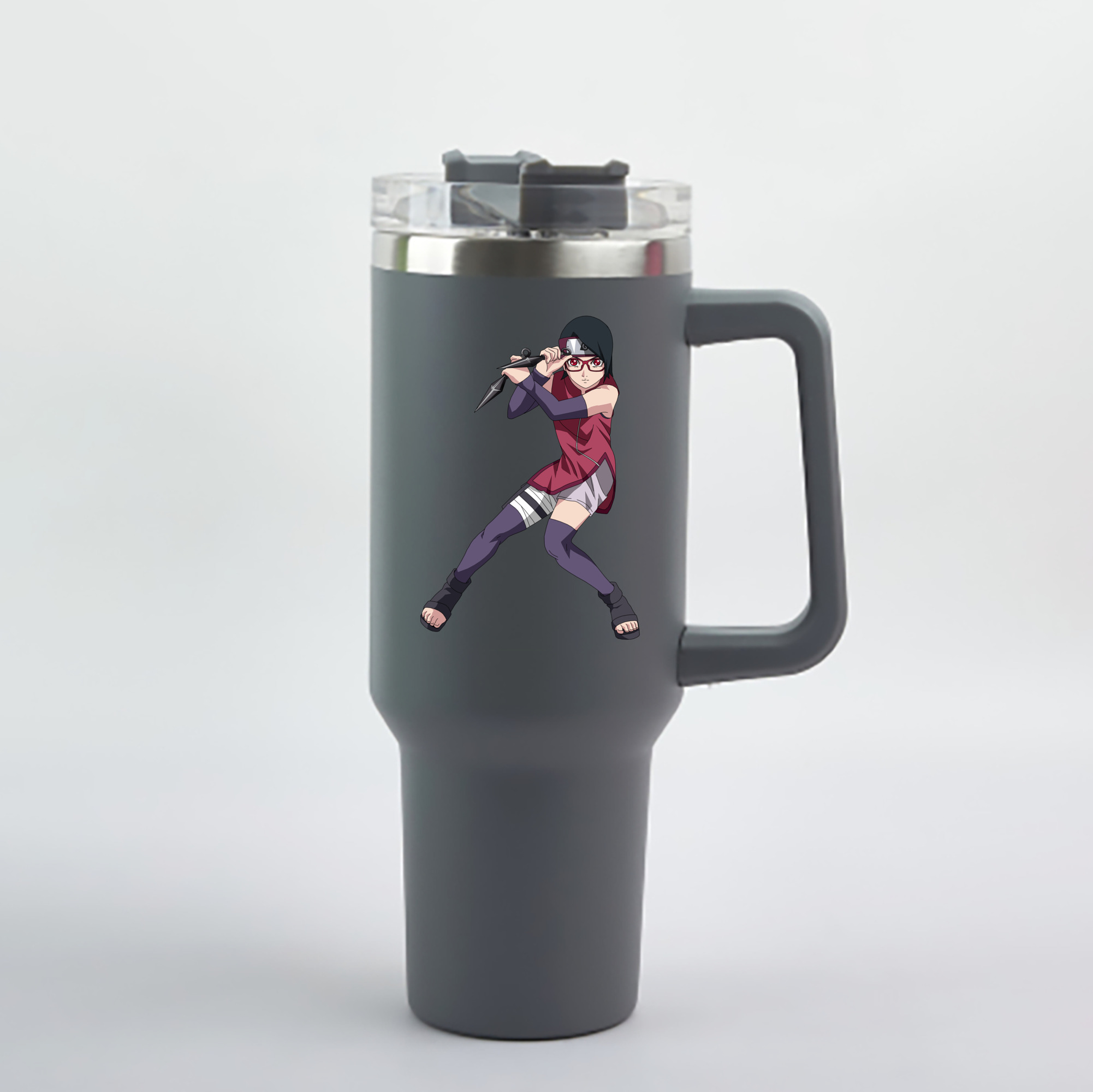 （画像用） NARUTO -ナルト- うちは サラダ Uchiha Sarada 1200mL車用タンブラー - クリスタルステッカー（プラスチックストロー付き）