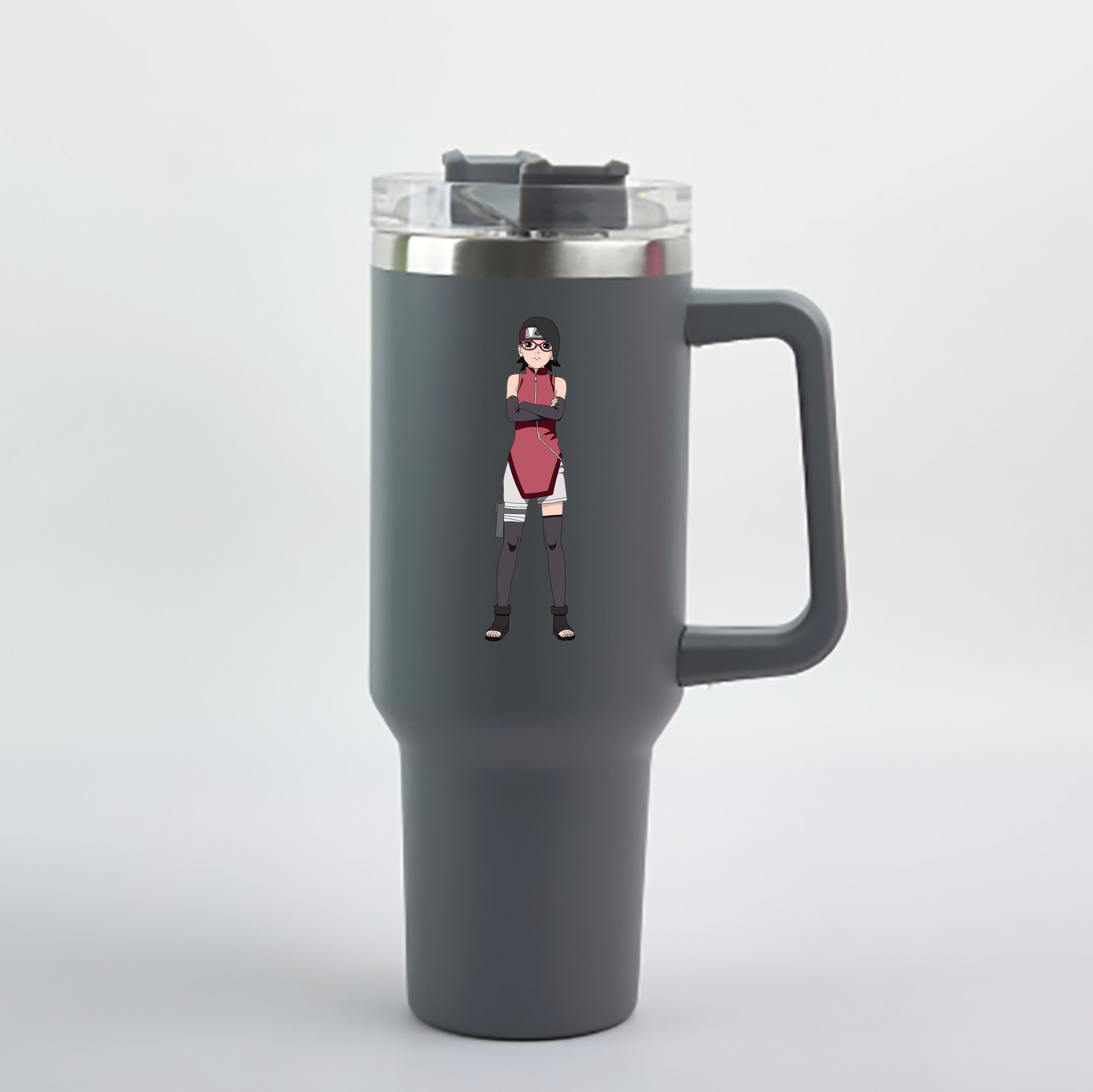 （画像用） NARUTO -ナルト- うちは サラダ Uchiha Sarada 1200mL車用タンブラー - クリスタルステッカー（プラスチックストロー付き）