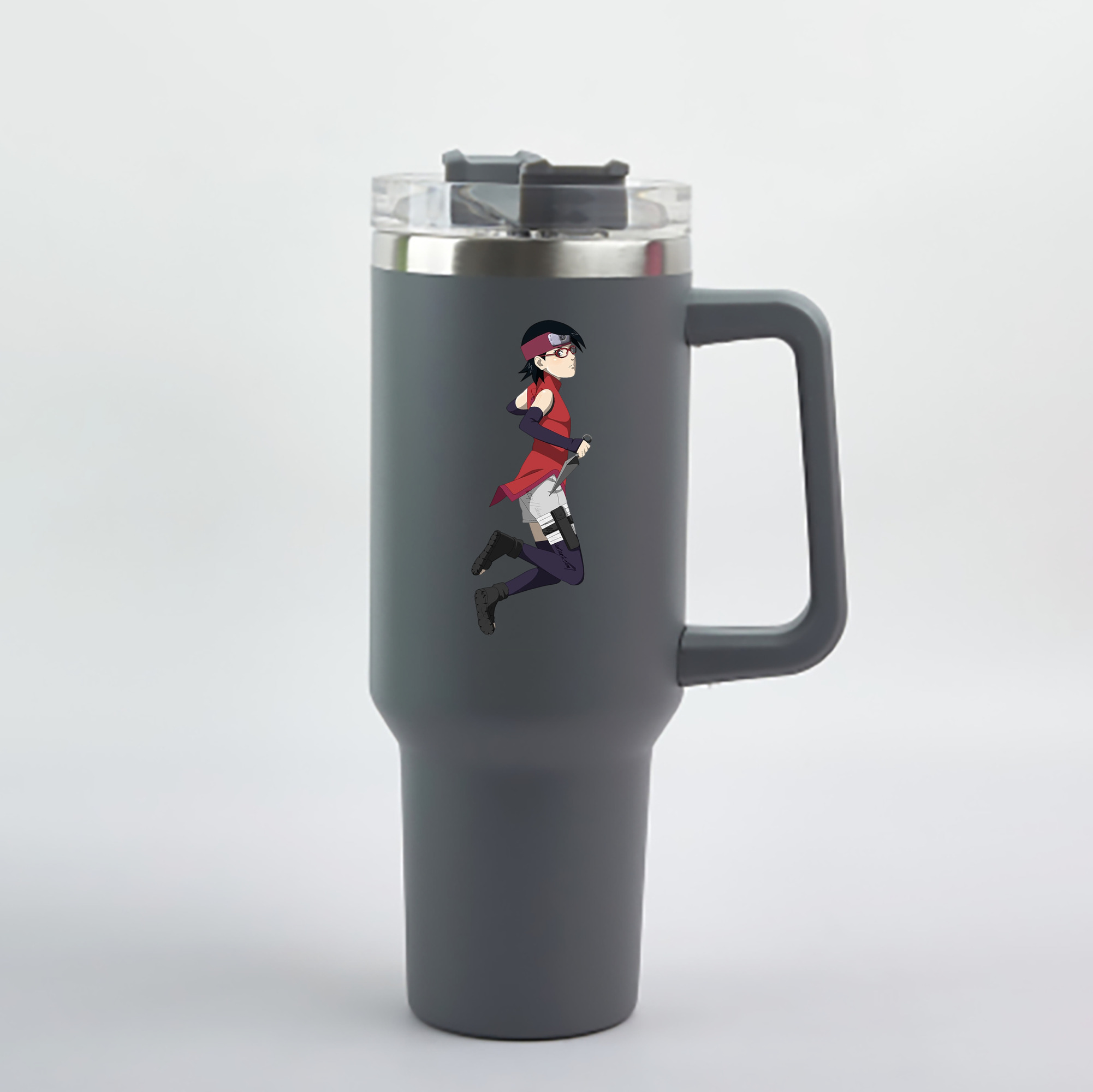 （画像用） NARUTO -ナルト- うちは サラダ Uchiha Sarada 1200mL車用タンブラー - クリスタルステッカー（プラスチックストロー付き）