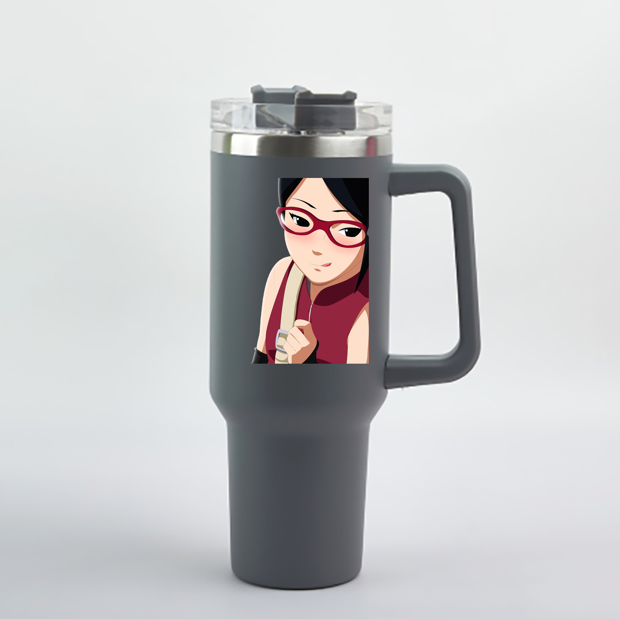 （画像用） NARUTO -ナルト- うちは サラダ Uchiha Sarada 1200mL車用タンブラー - クリスタルステッカー（プラスチックストロー付き）
