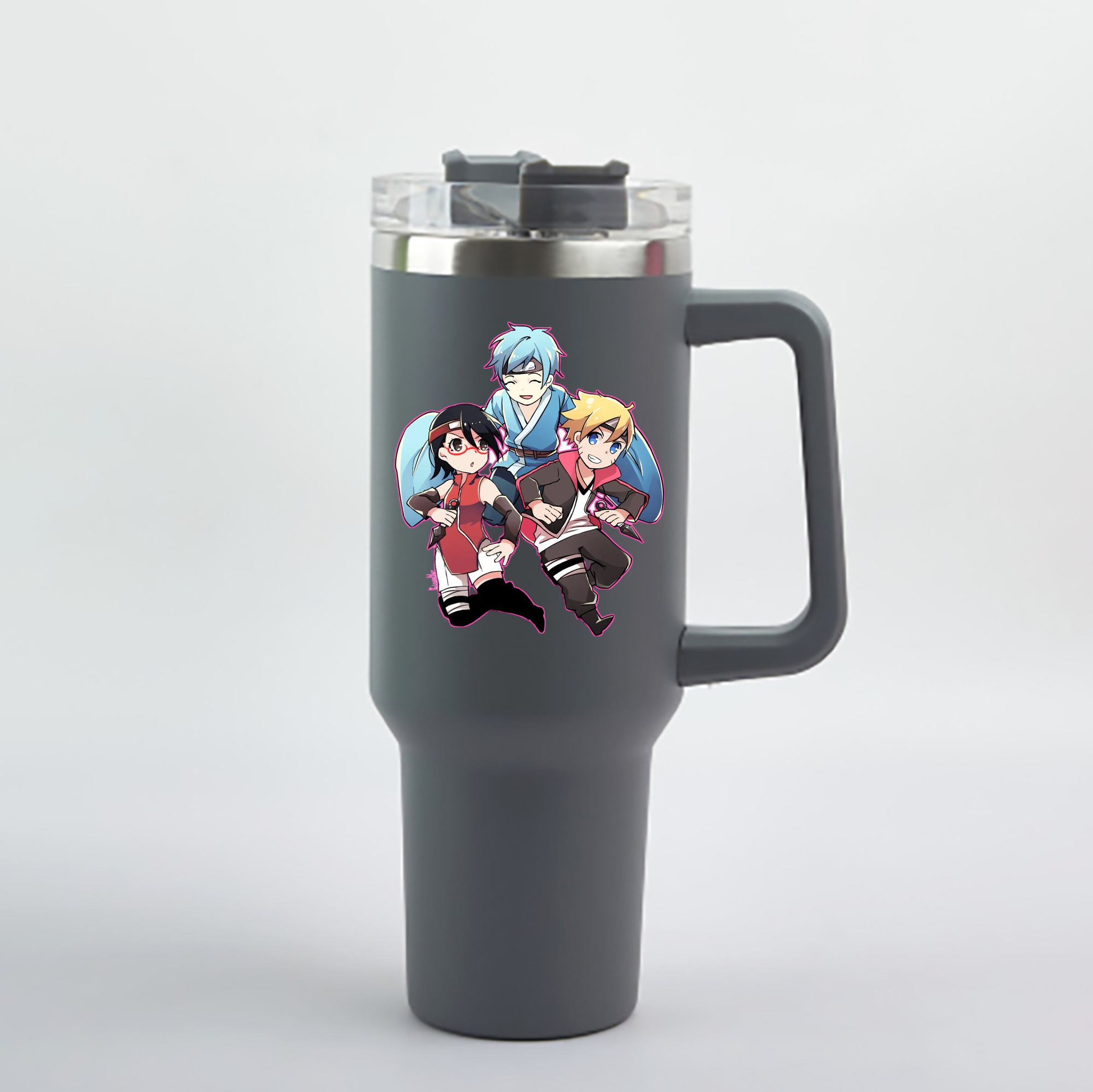 （画像用） NARUTO -ナルト- うちは サラダ Uchiha Sarada 1200mL車用タンブラー - クリスタルステッカー（プラスチックストロー付き）